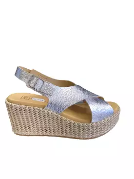 Pitillos Silver Wedge Sandal Espadrille