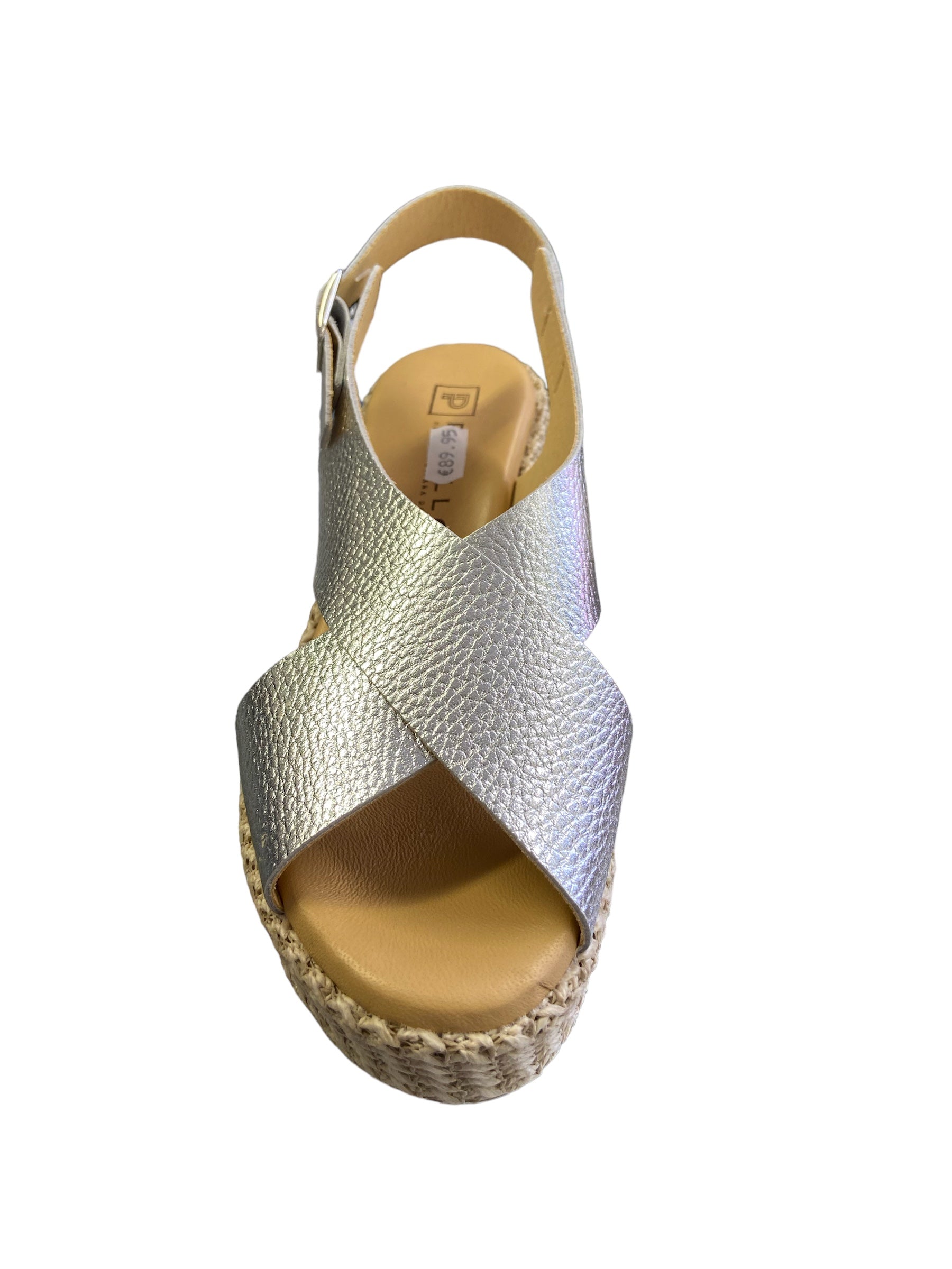 Pitillos Silver Wedge Sandal Espadrille