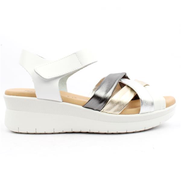 Pitillos White Leather Wedge Sandal