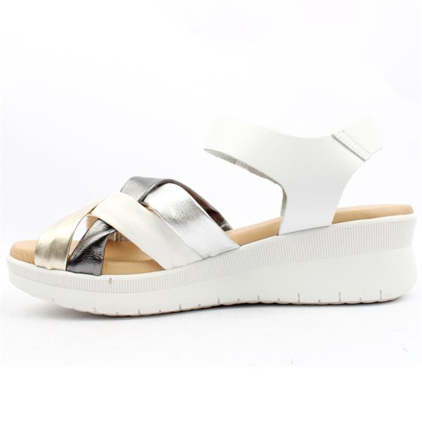 Pitillos White Leather Wedge Sandal