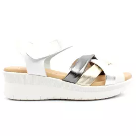 Pitillos White Leather Wedge Sandal