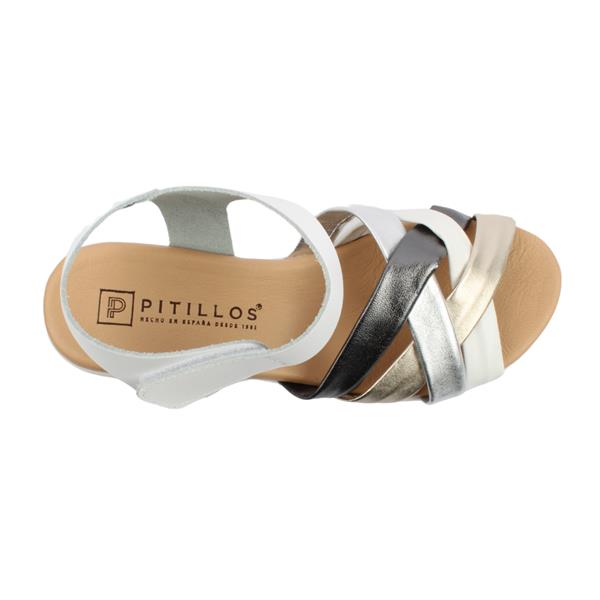 Pitillos White Leather Wedge Sandal