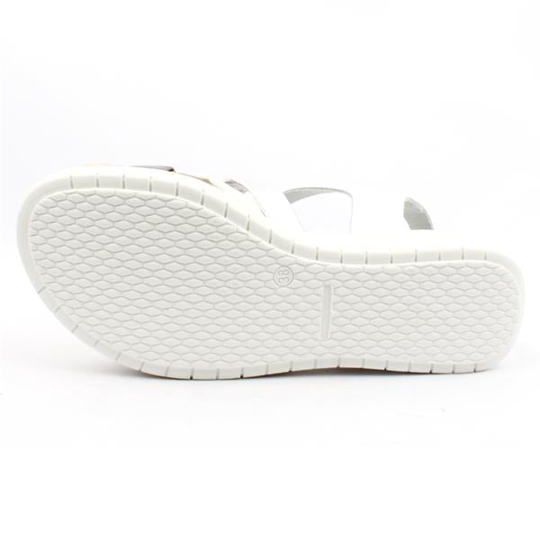 Pitillos White Leather Wedge Sandal