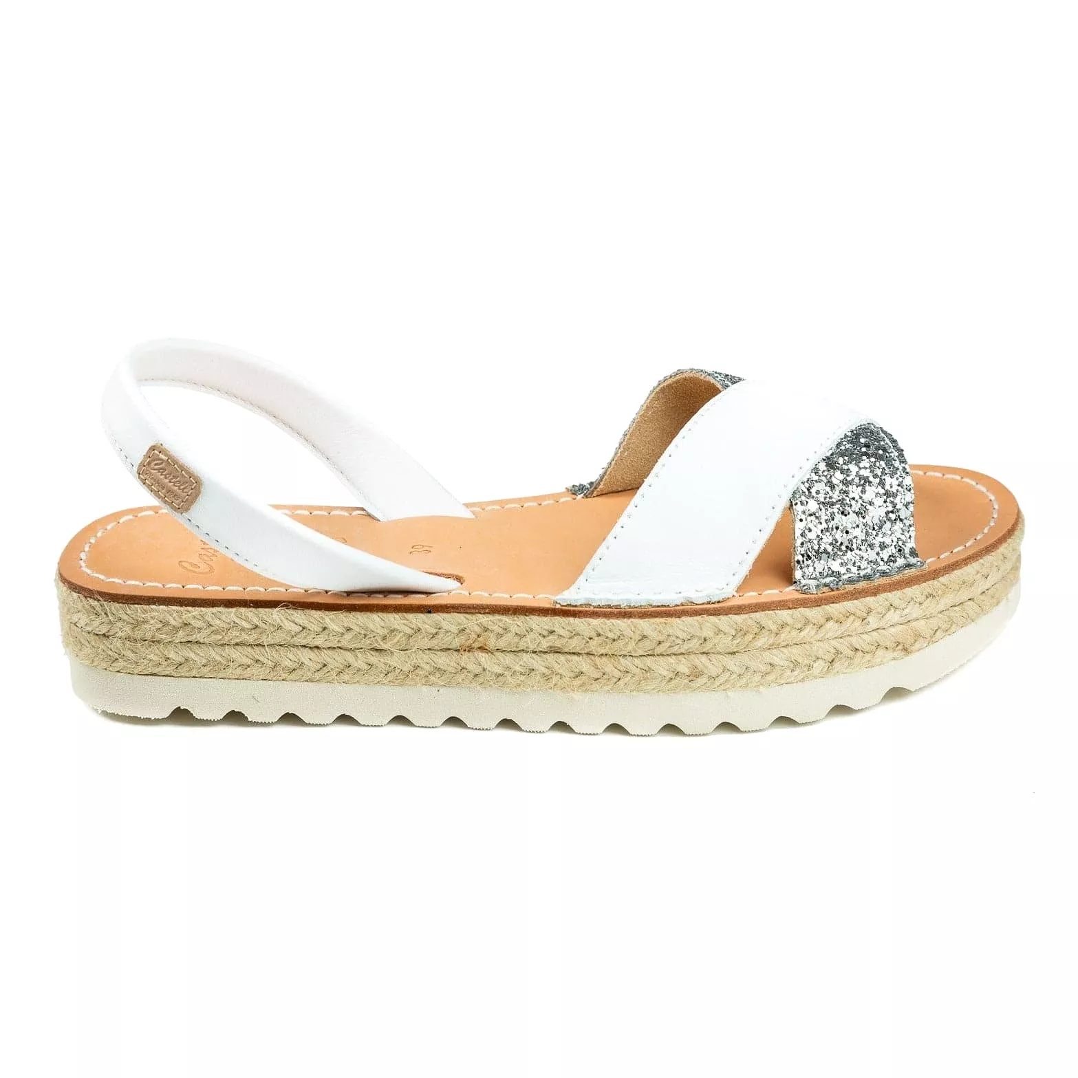 Platform Leather Menorcan Sandal for Women - Glittery Double 1989