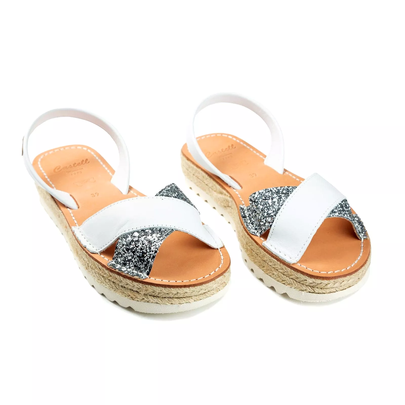 Platform Leather Menorcan Sandal for Women - Glittery Double 1989