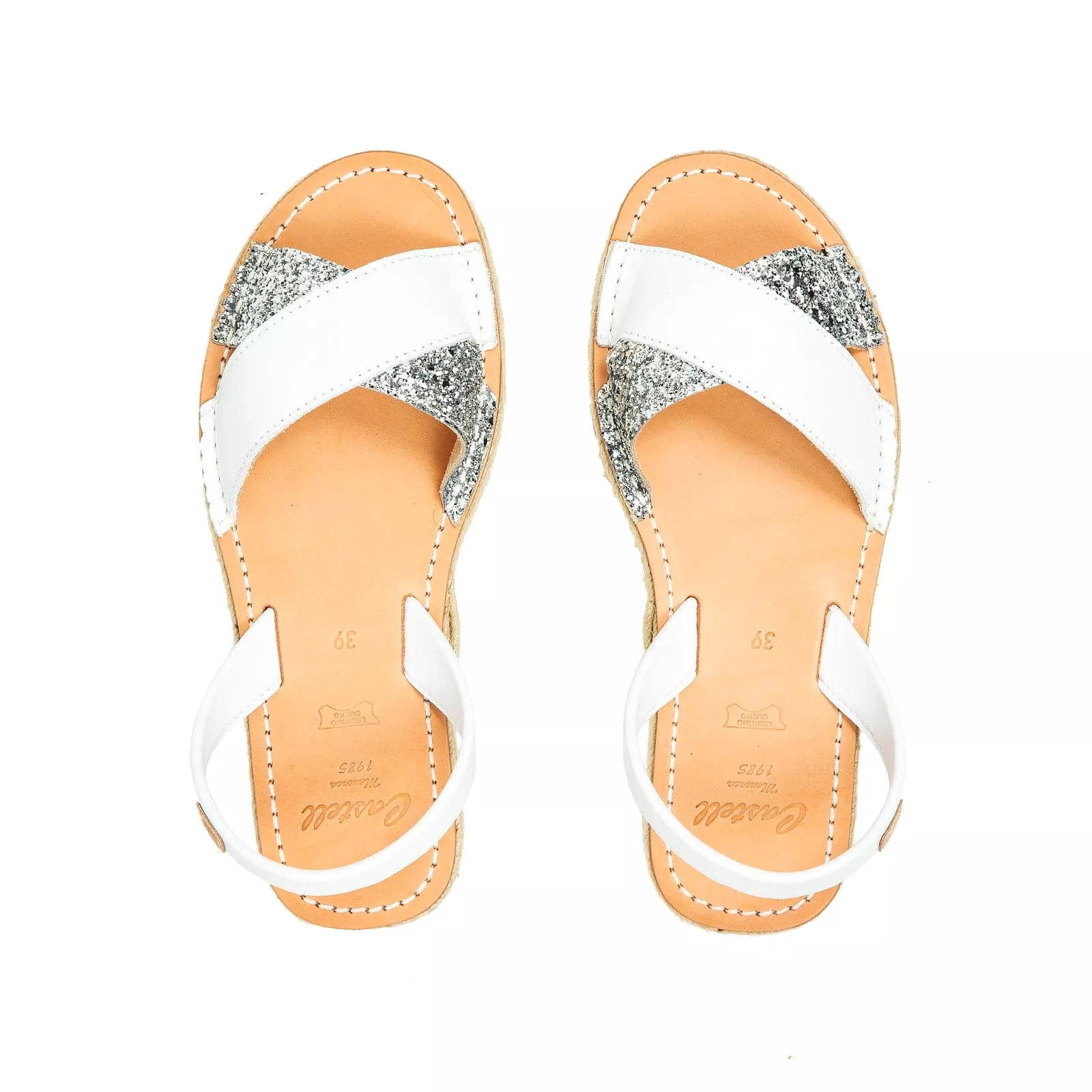 Platform Leather Menorcan Sandal for Women - Glittery Double 1989