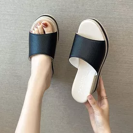 Platform Slide Sandals with Wedge Heel - BL13