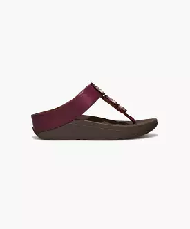 Plum FitFlop sandals with metallic trim toe post