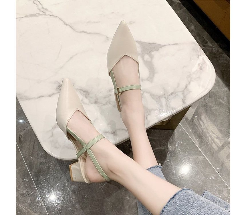 Pointed Chunky Heeled Sandals