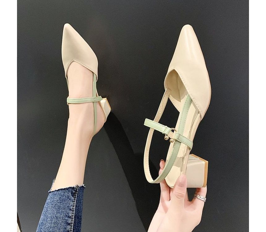 Pointed Chunky Heeled Sandals