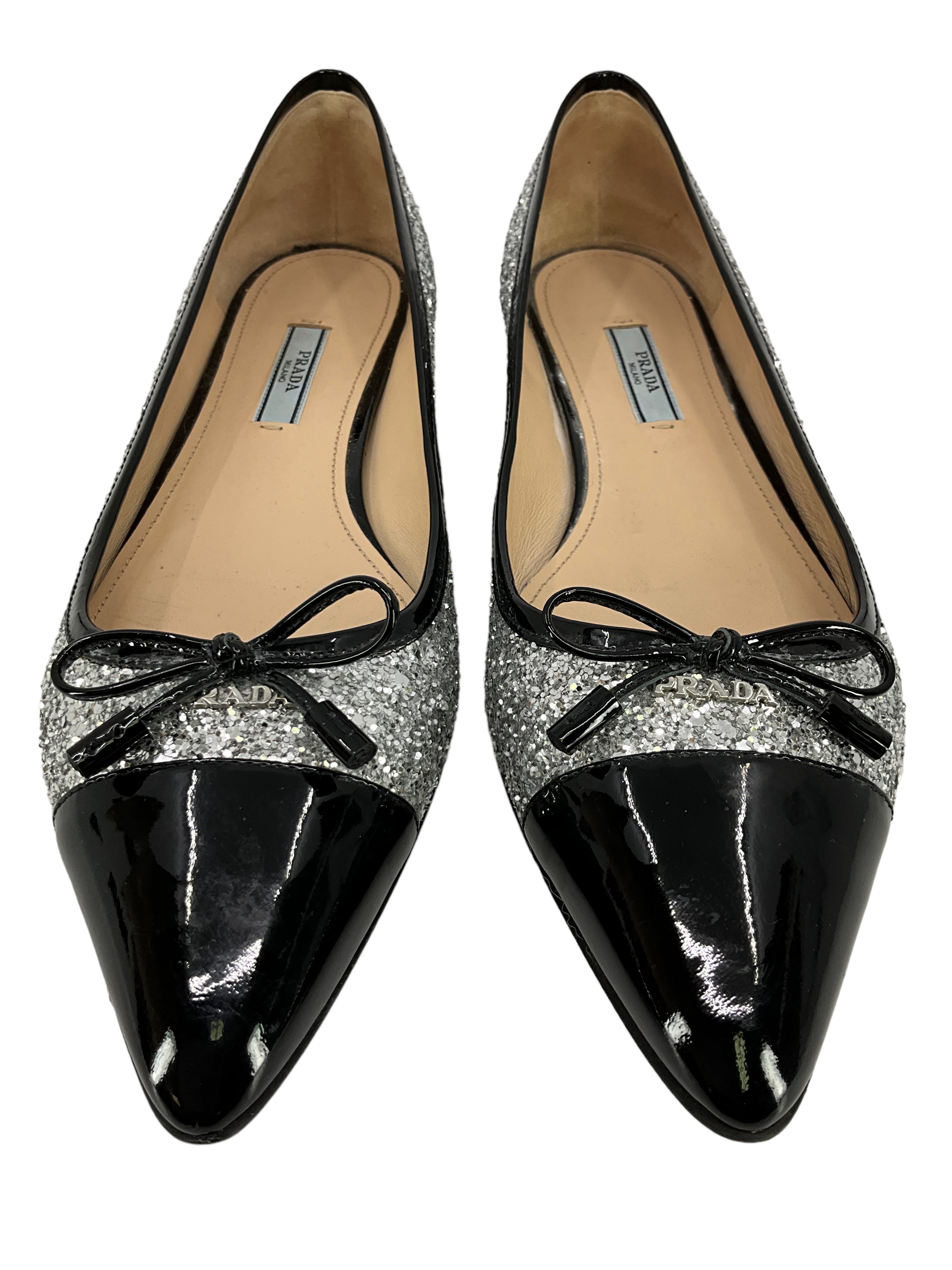 Prada Glitter Ballet Flats Size 9 - Shop now!