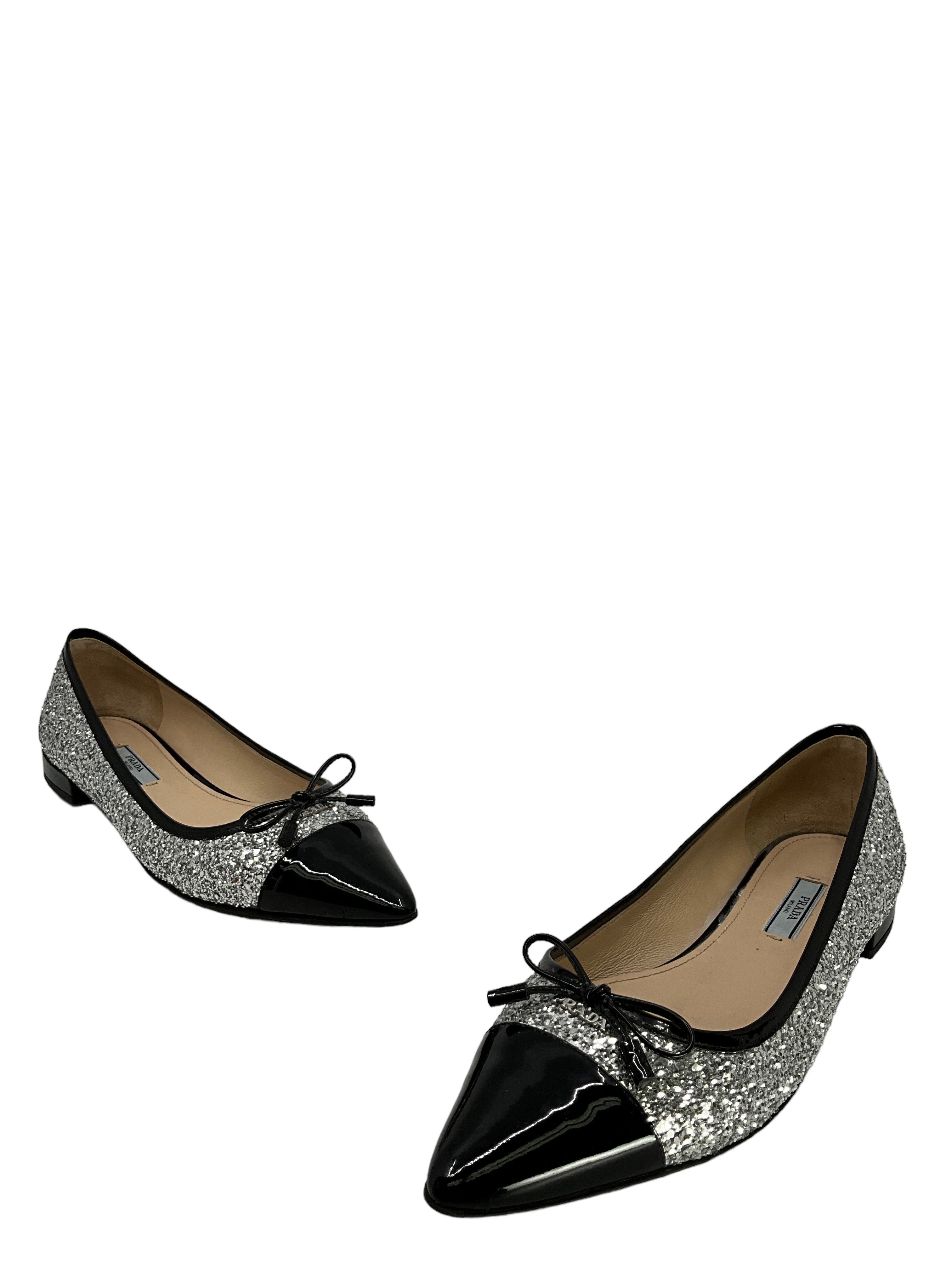 Prada Glitter Ballet Flats Size 9 - Shop now!