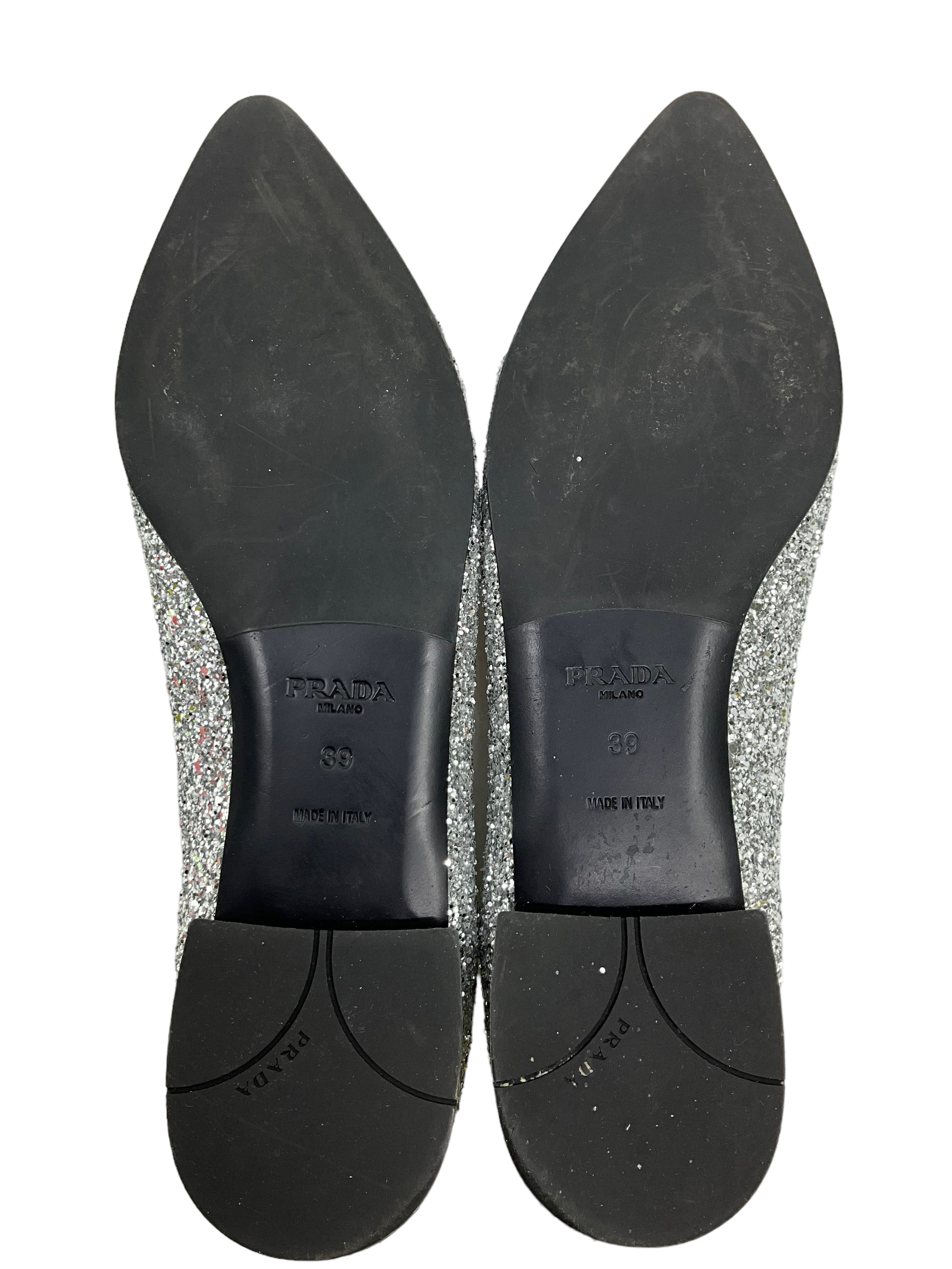 Prada Glitter Ballet Flats Size 9 - Shop now!