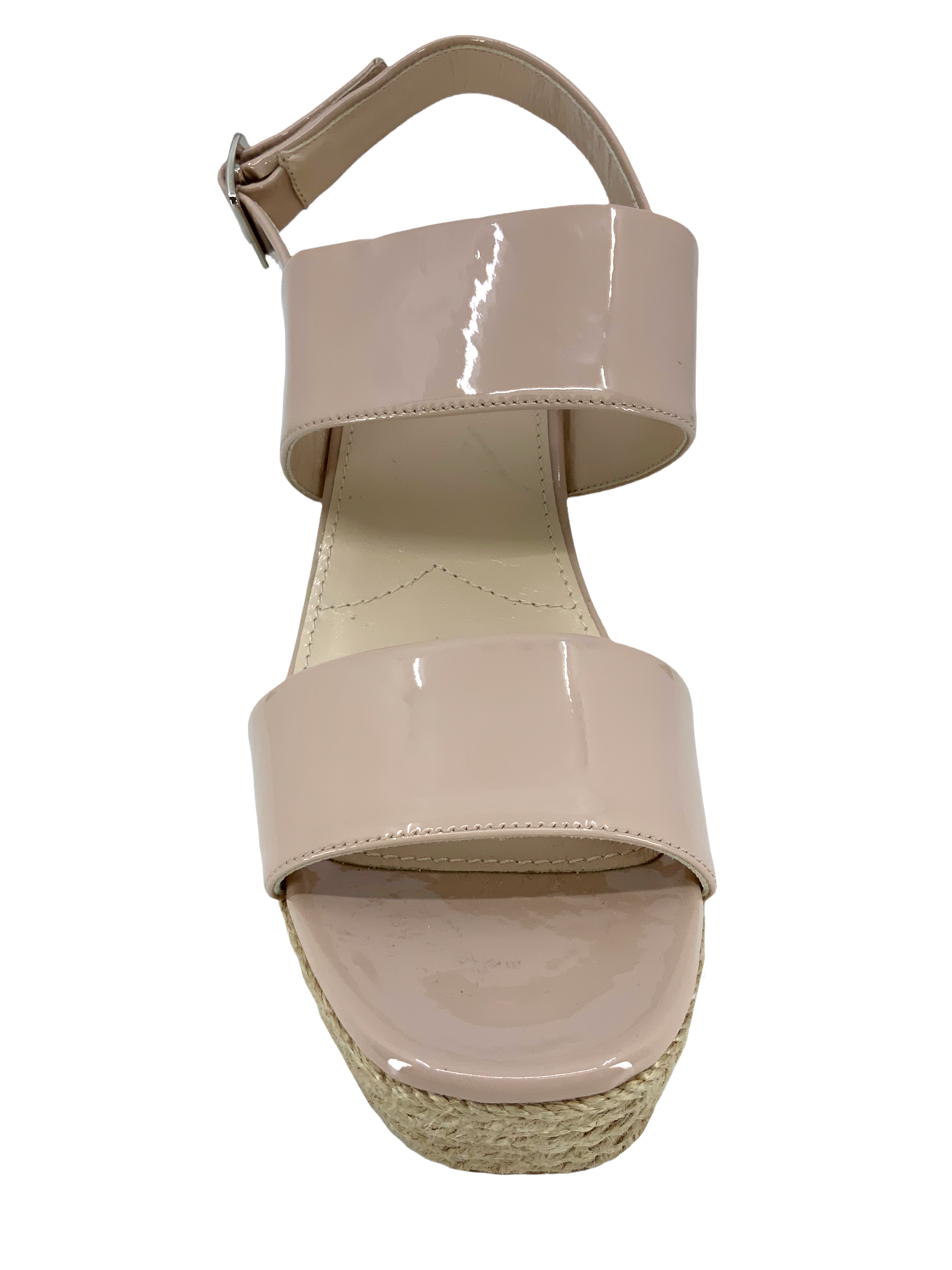 Prada Patent Leather Espadrille Wedge Sandals - Size 8.5