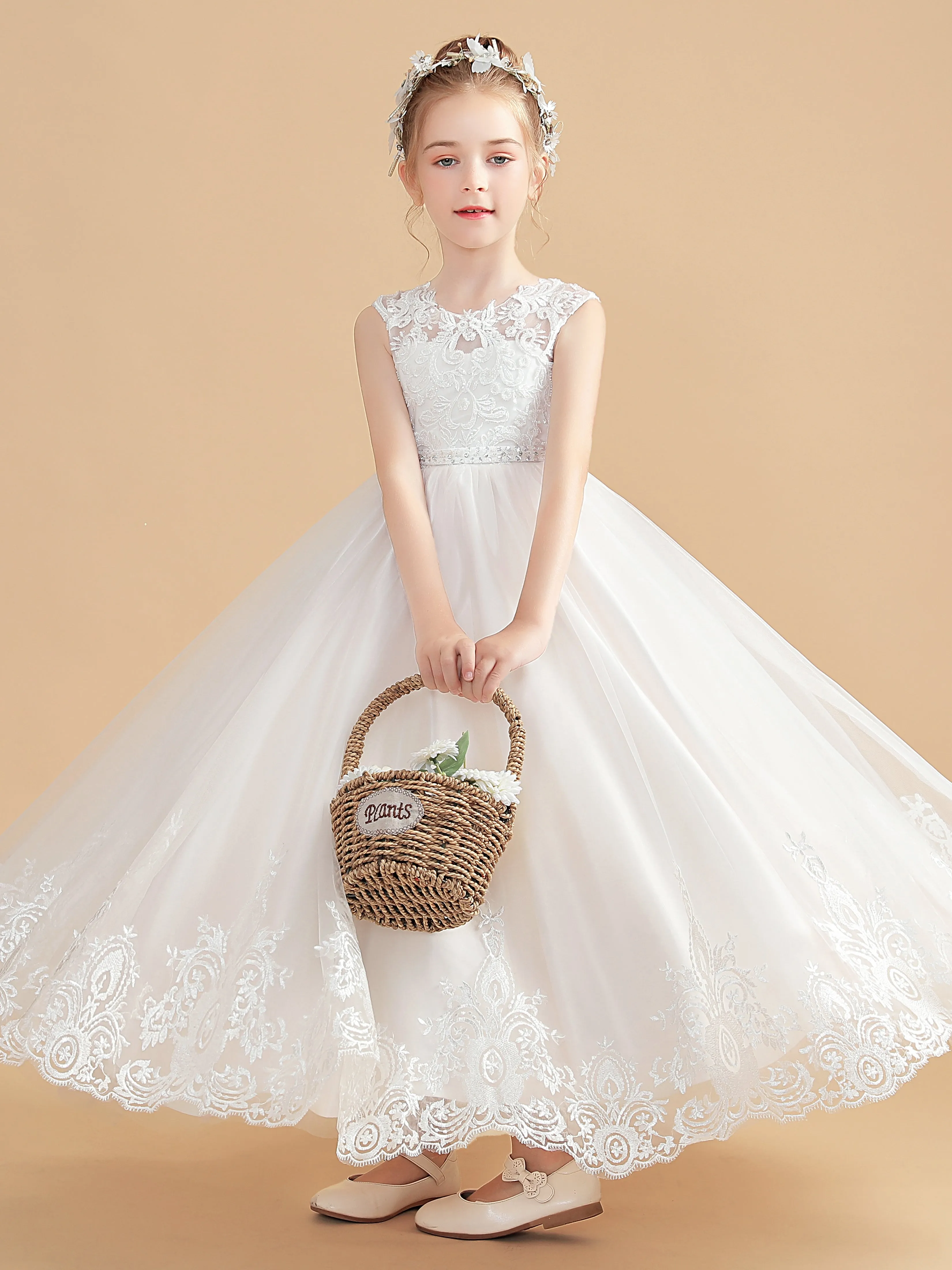 Tulle Sleeveless Princess Dress for Girls