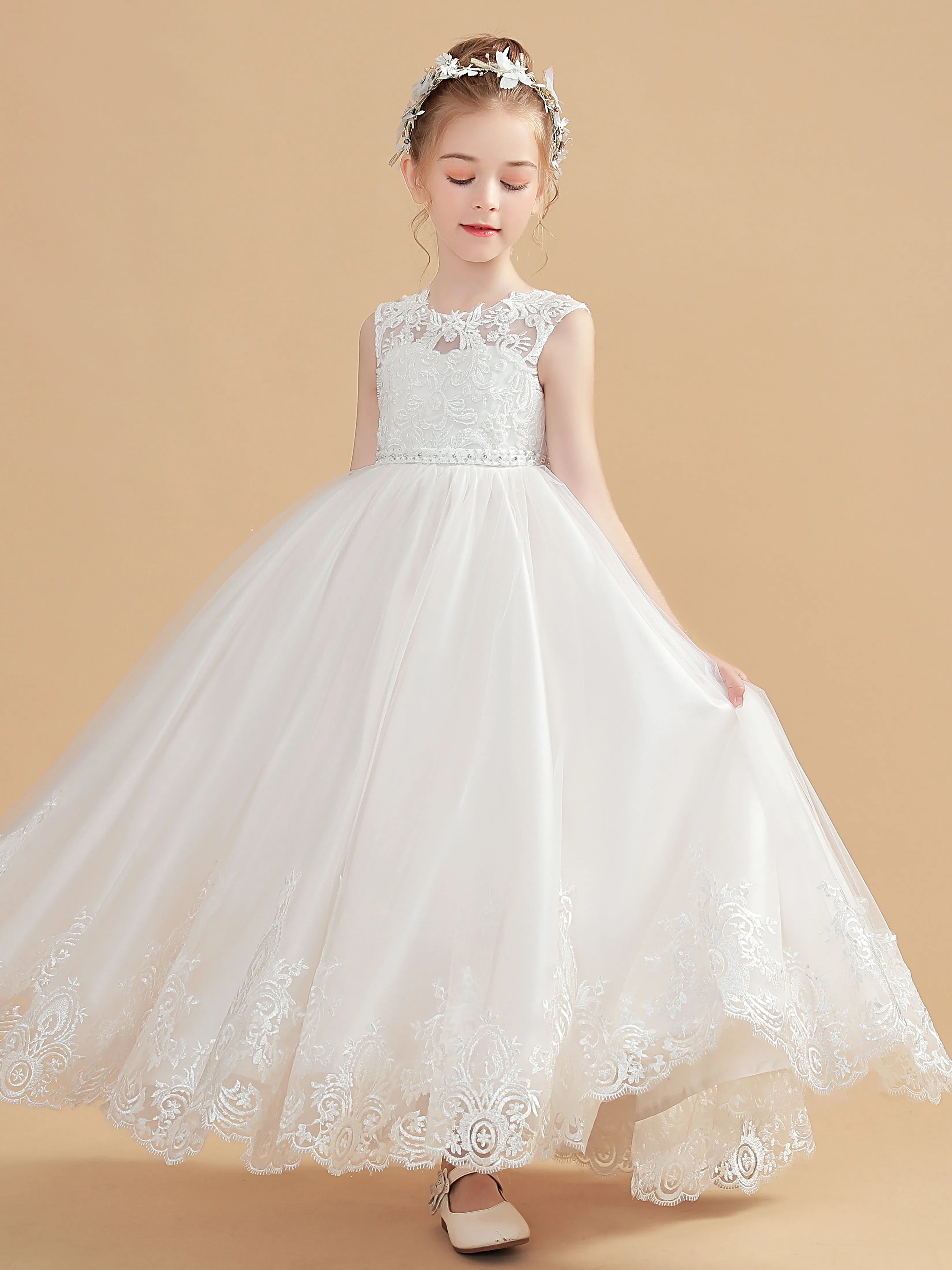 Tulle Sleeveless Princess Dress for Girls