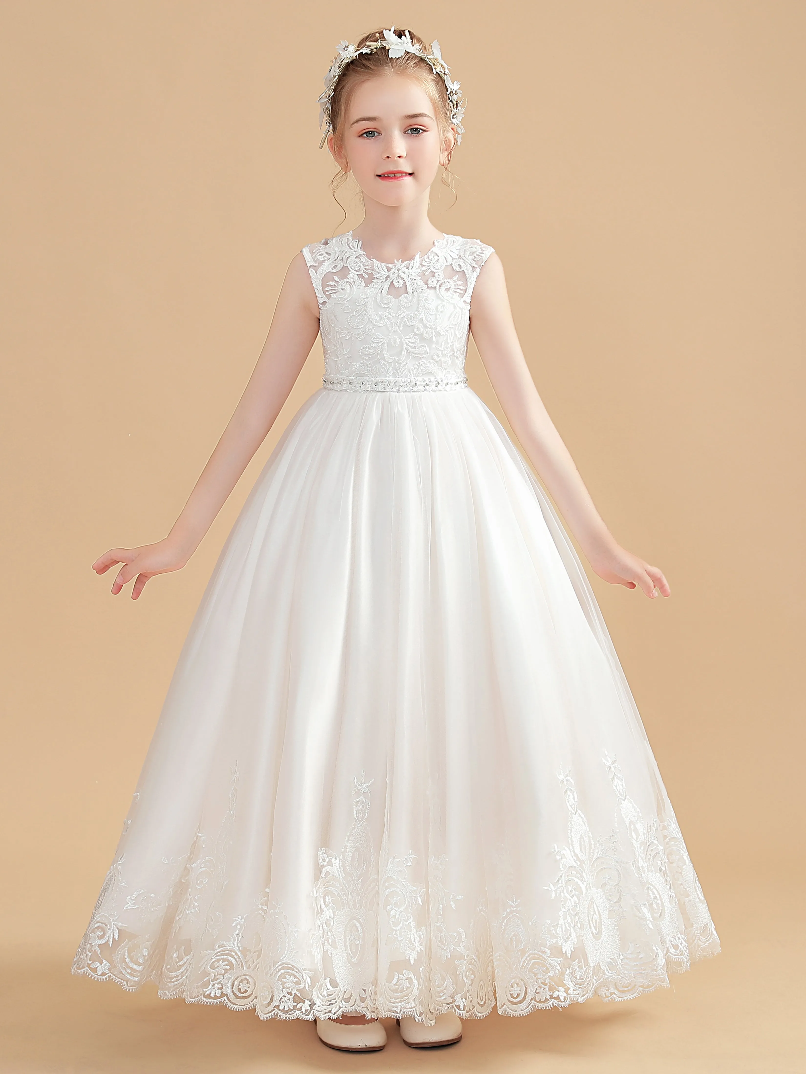 Tulle Sleeveless Princess Dress for Girls