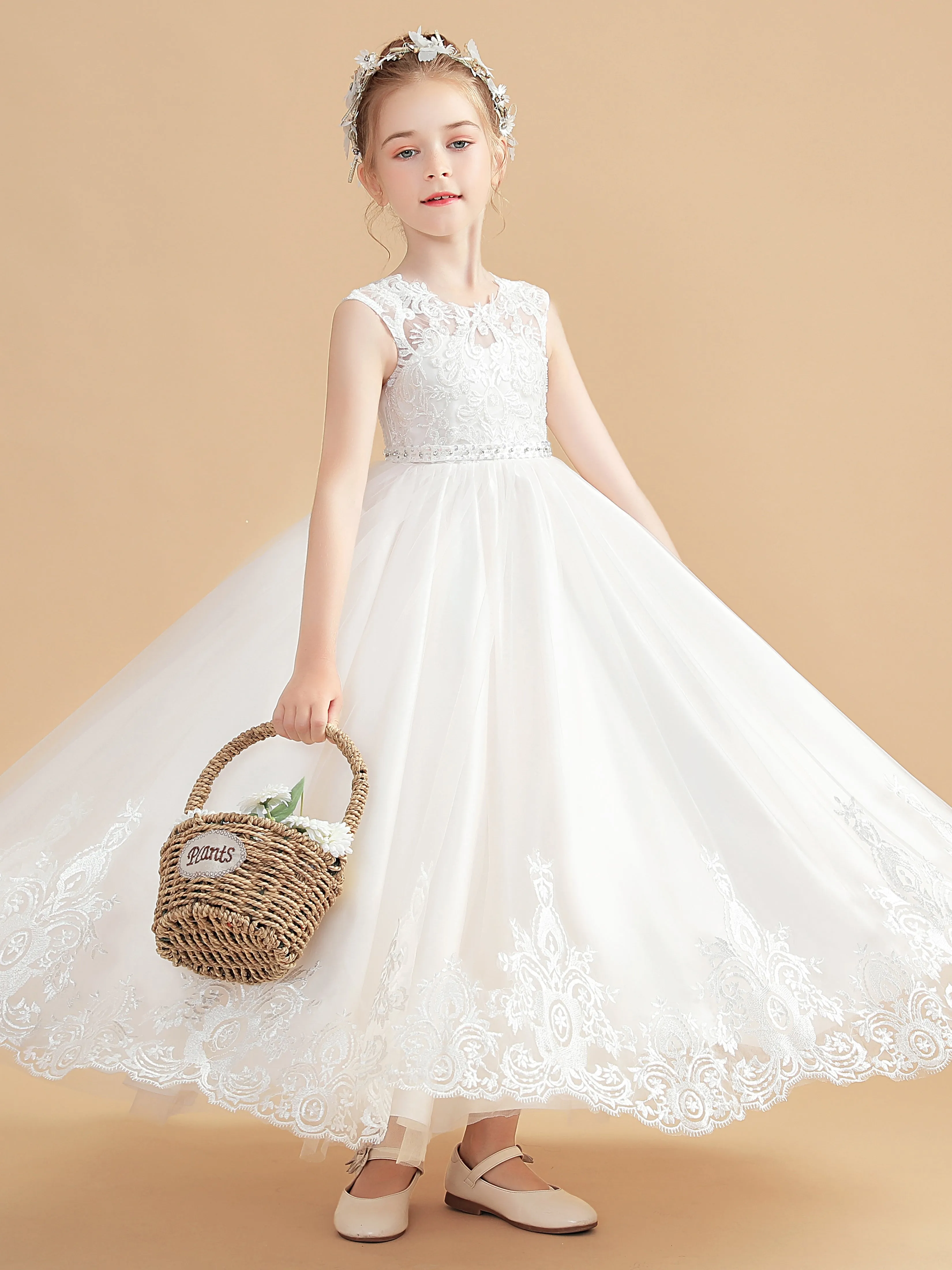 Tulle Sleeveless Princess Dress for Girls