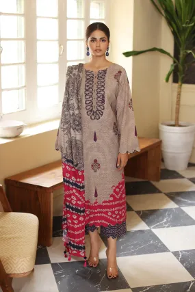 Printed Khaddar Shirt with Woolen Shwal - 3-Piece Set | CVW3-02