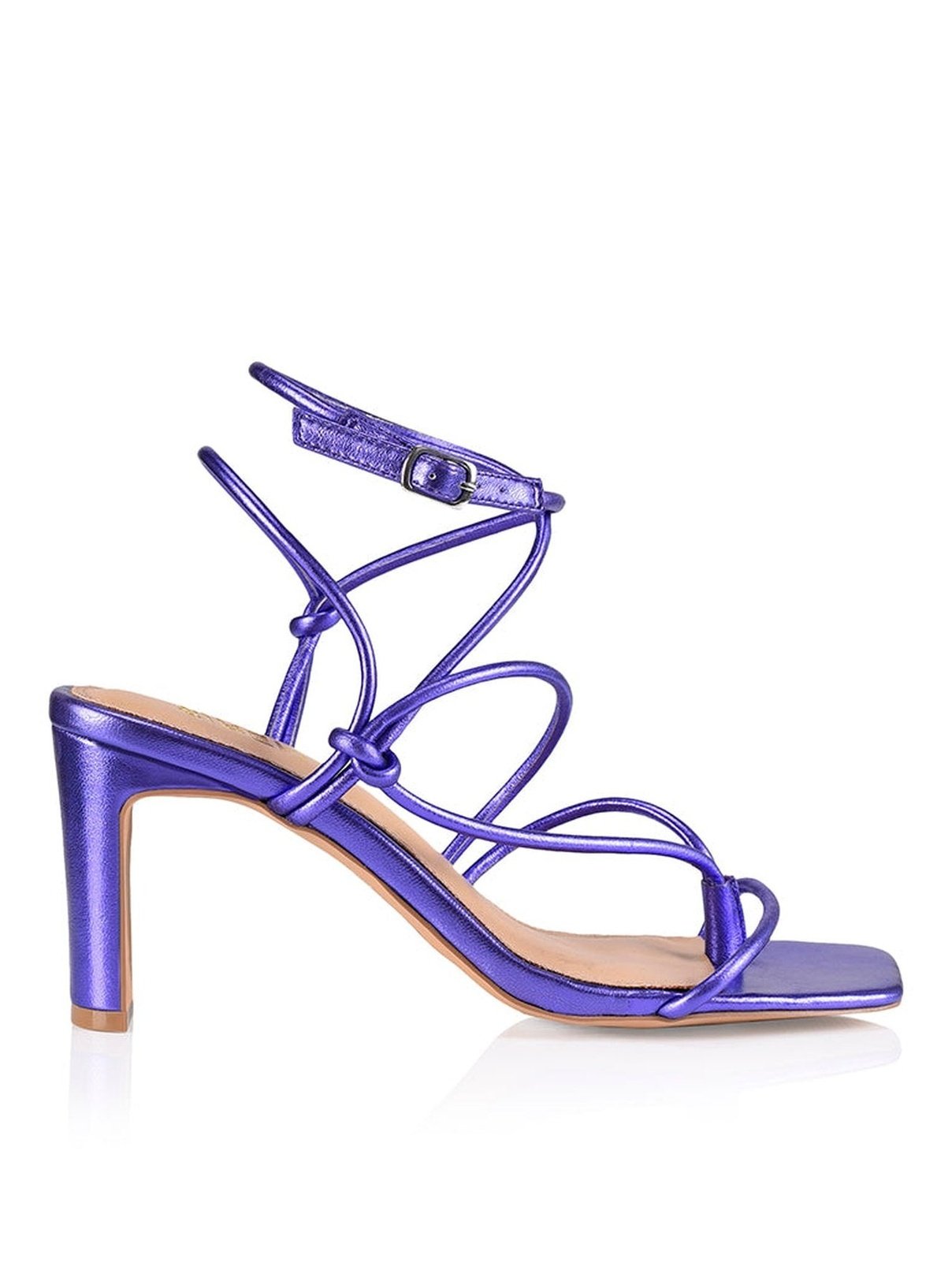 Purple Metallic Leather Kilby Block Heel Sandals