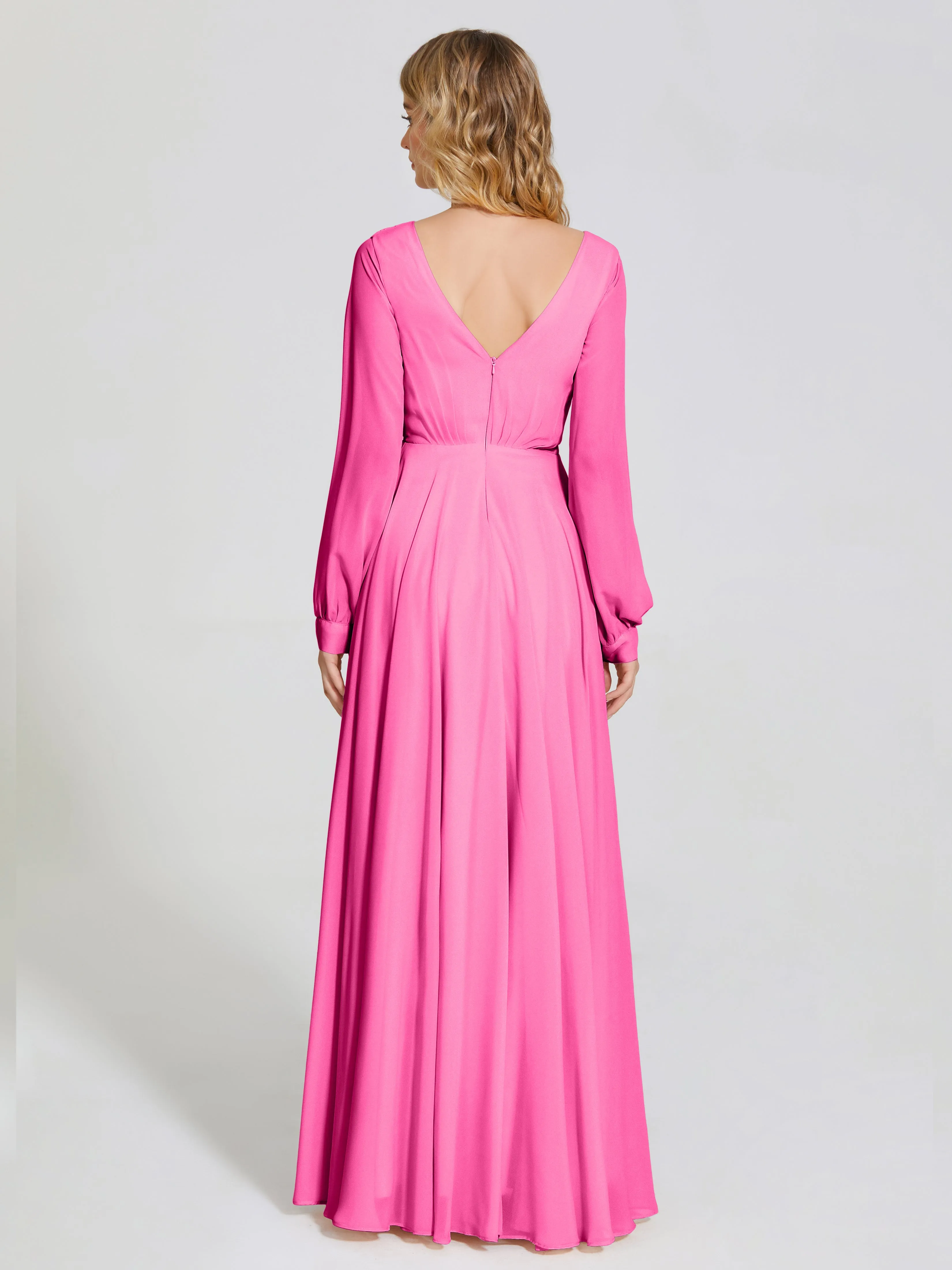 Long Sleeve Chiffon Bridesmaid Dress by Raegan