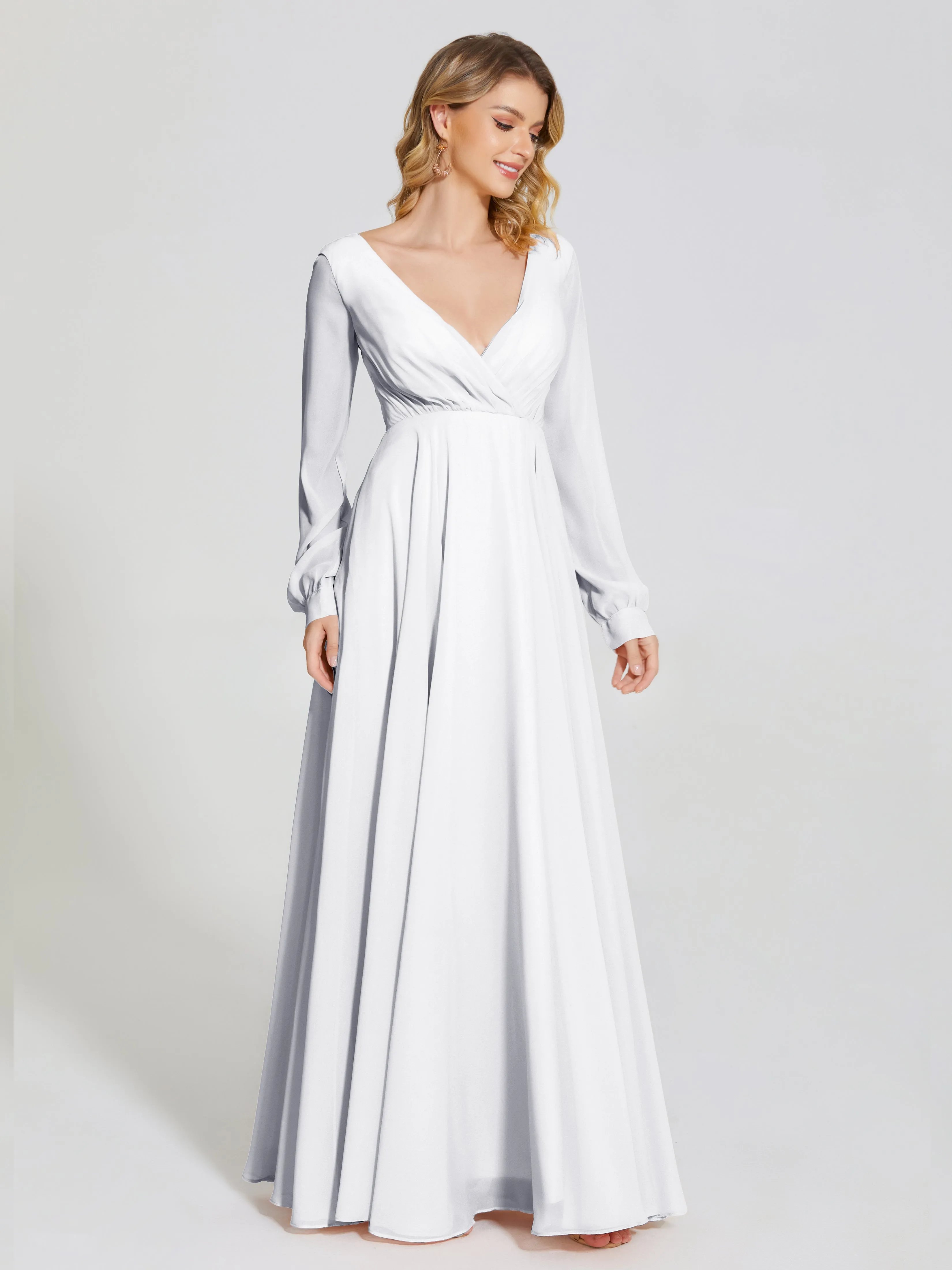 Long Sleeve Chiffon Bridesmaid Dress by Raegan