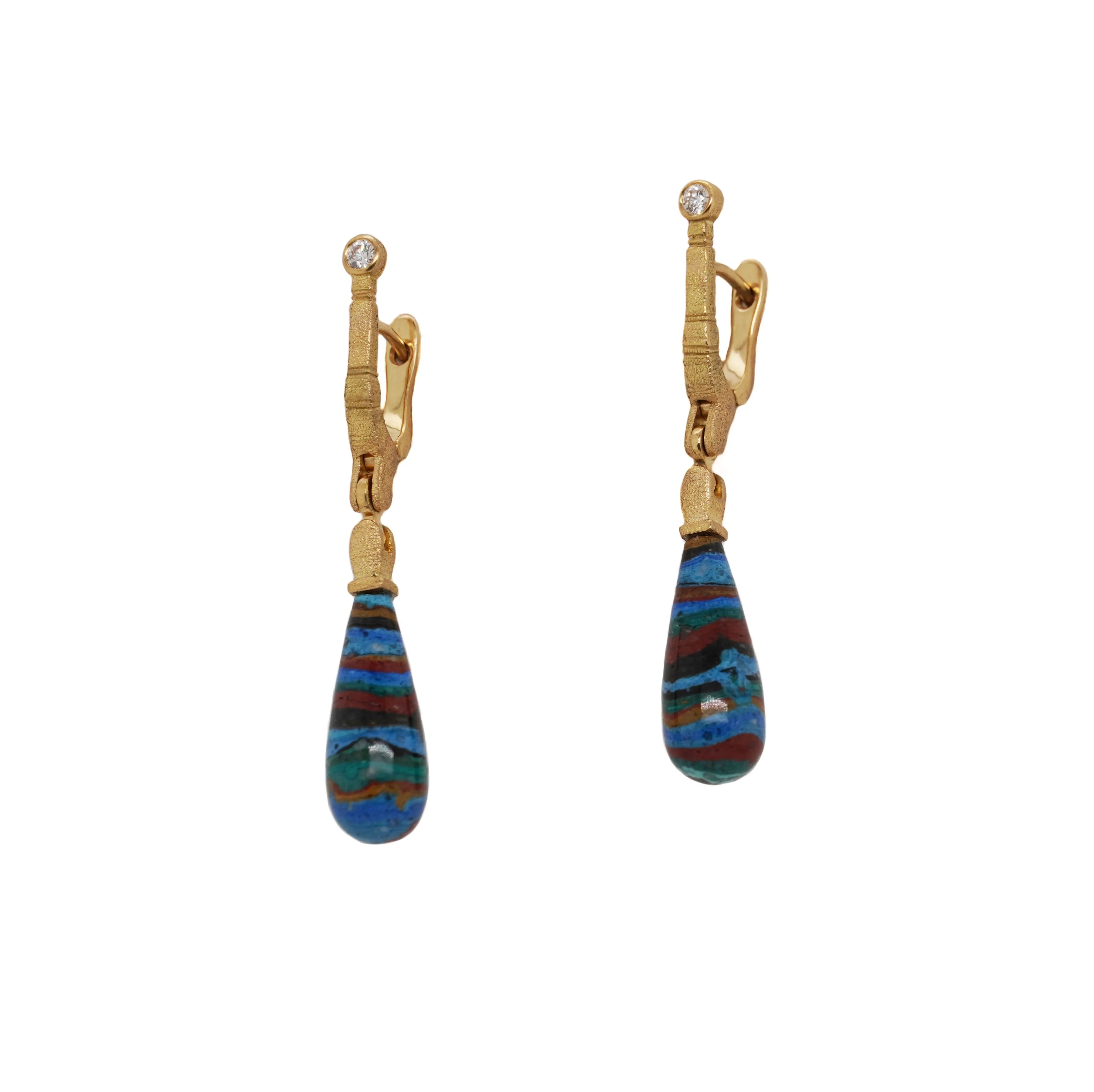 Rainbow Silica Earrings with Sticks and Stones.