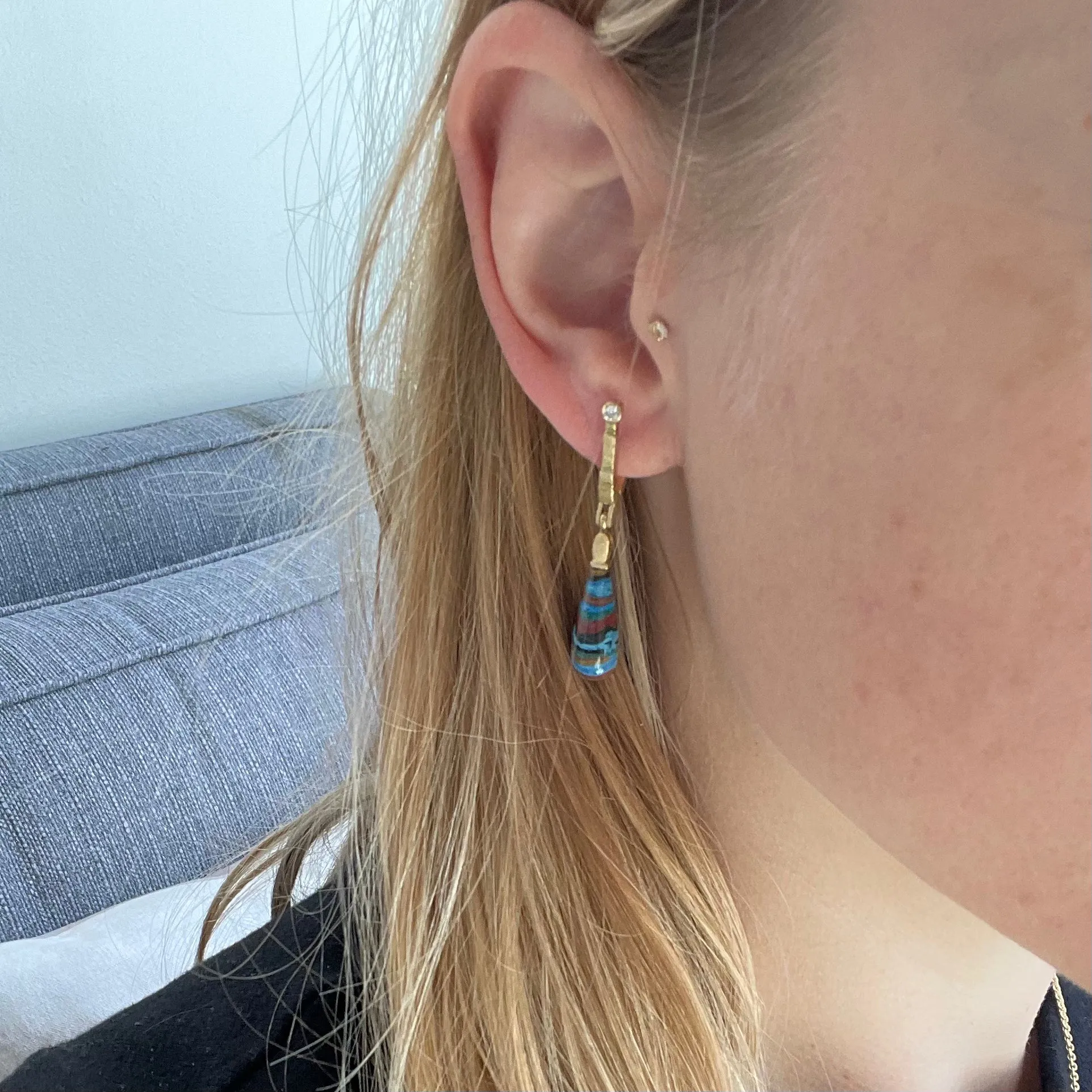 Rainbow Silica Earrings with Sticks and Stones.