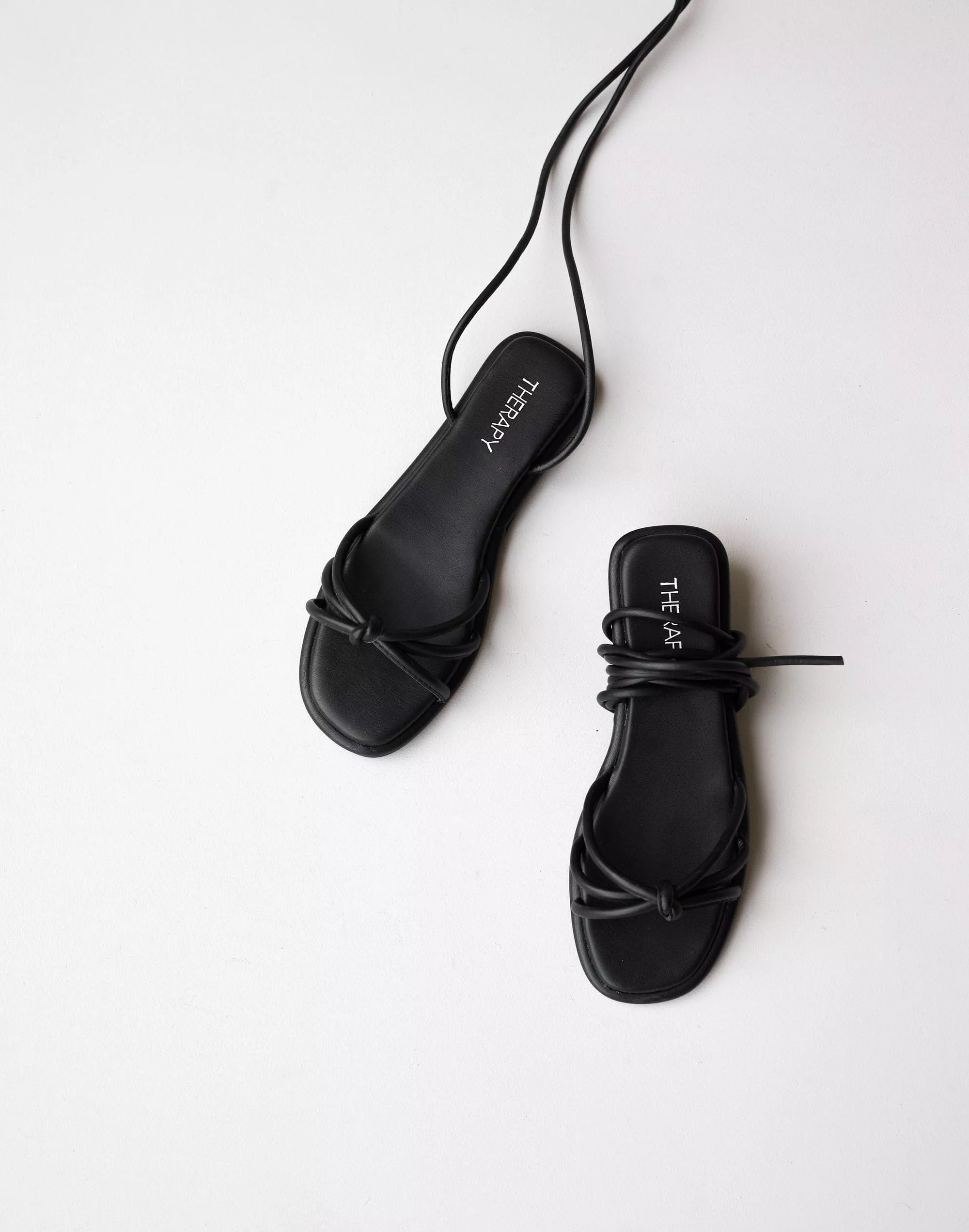 Raye Sandals - Black Smooth PU Therapy Sandals