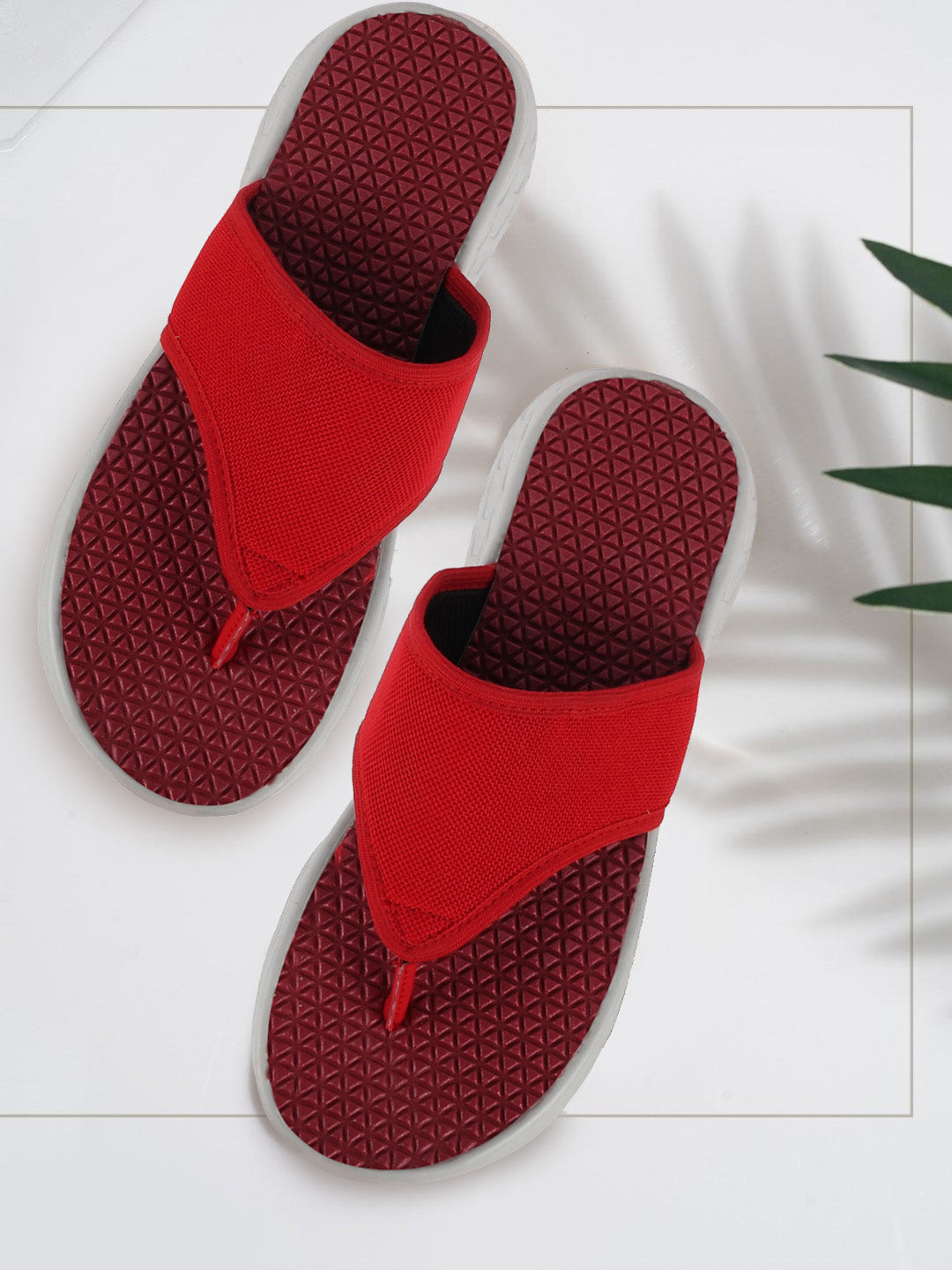 Red Men's Slip On Slider Flip Flops
