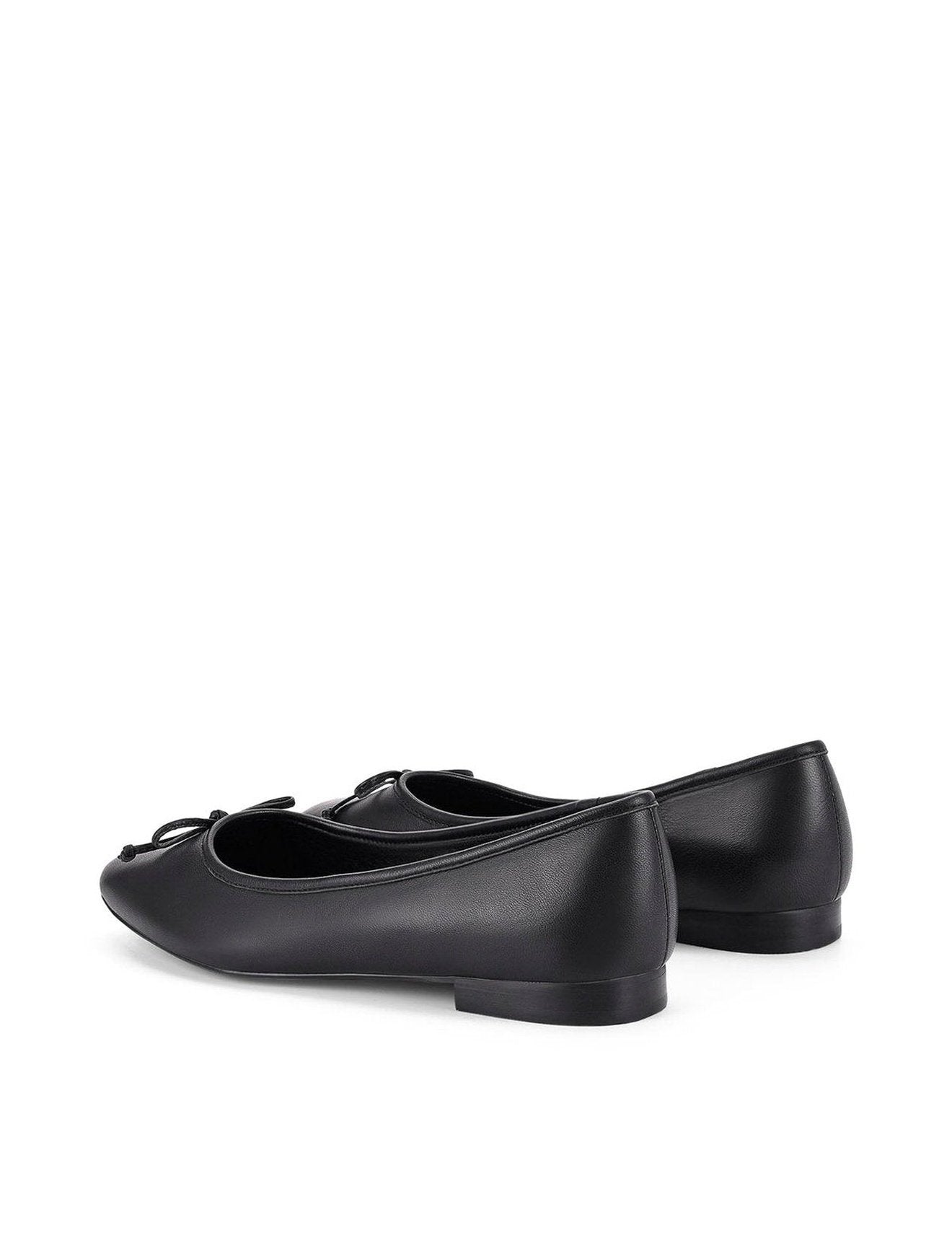 Regina Black Leather Ballet Flats - Square Toe