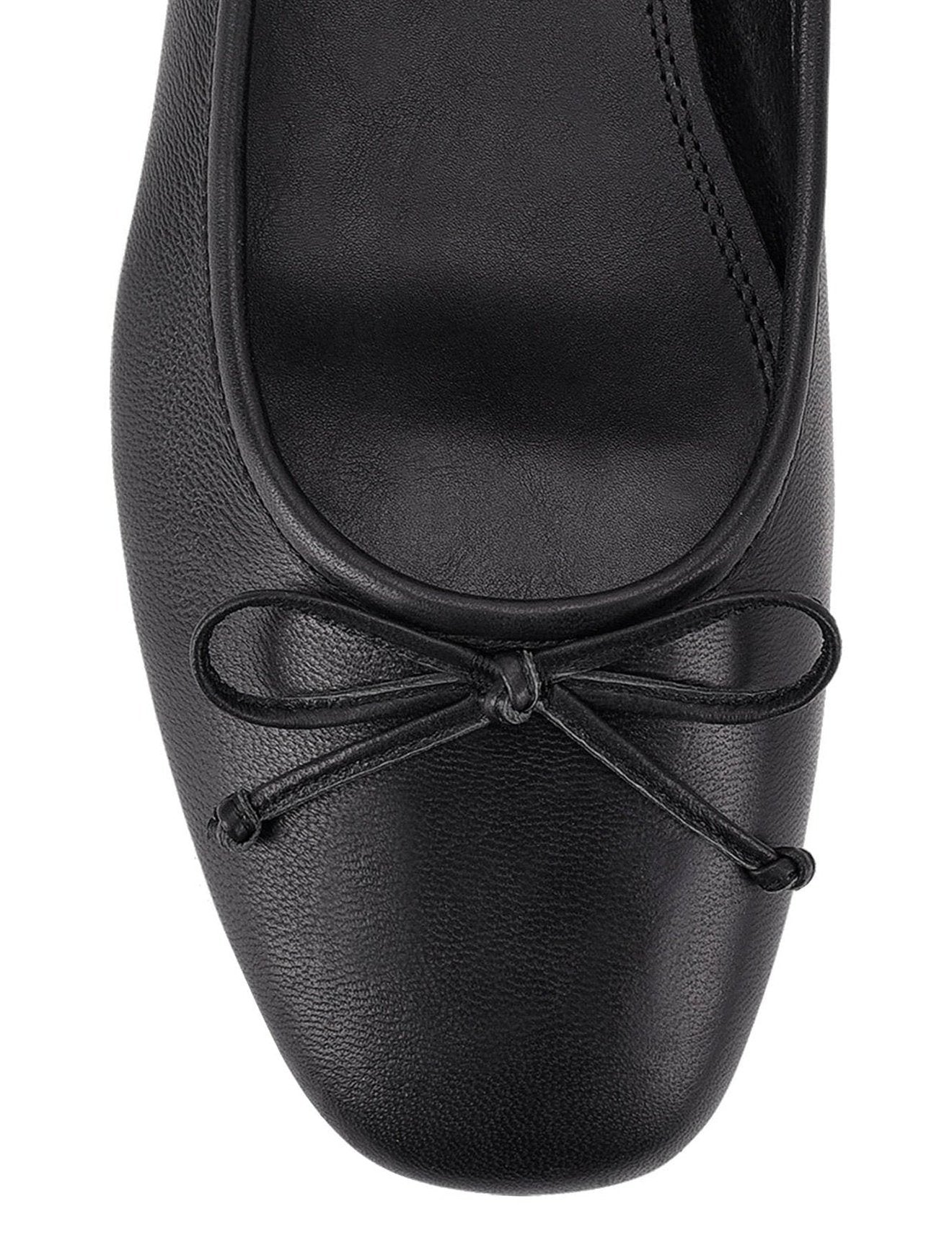 Regina Black Leather Ballet Flats - Square Toe