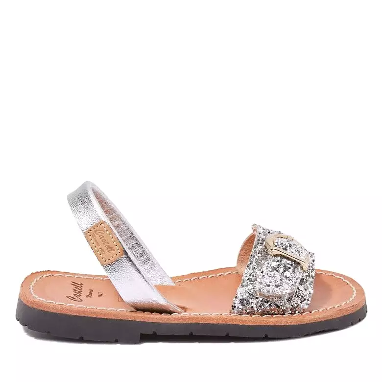 Renewed Glitter Leather Kids Menorcan Sandal - A 1620