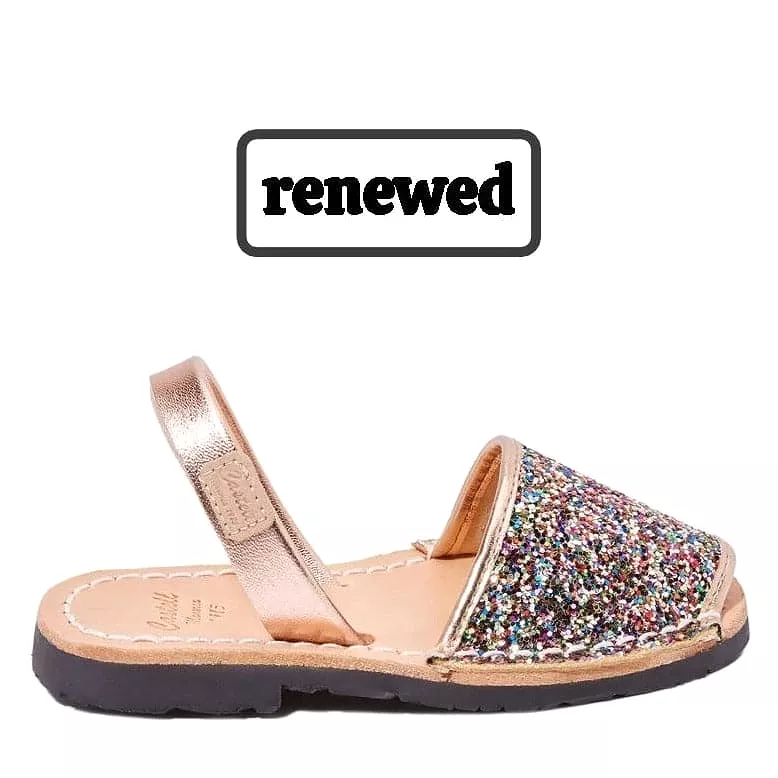 Renewed Glitter Leather Kids Menorcan Sandal - Iker 1097R