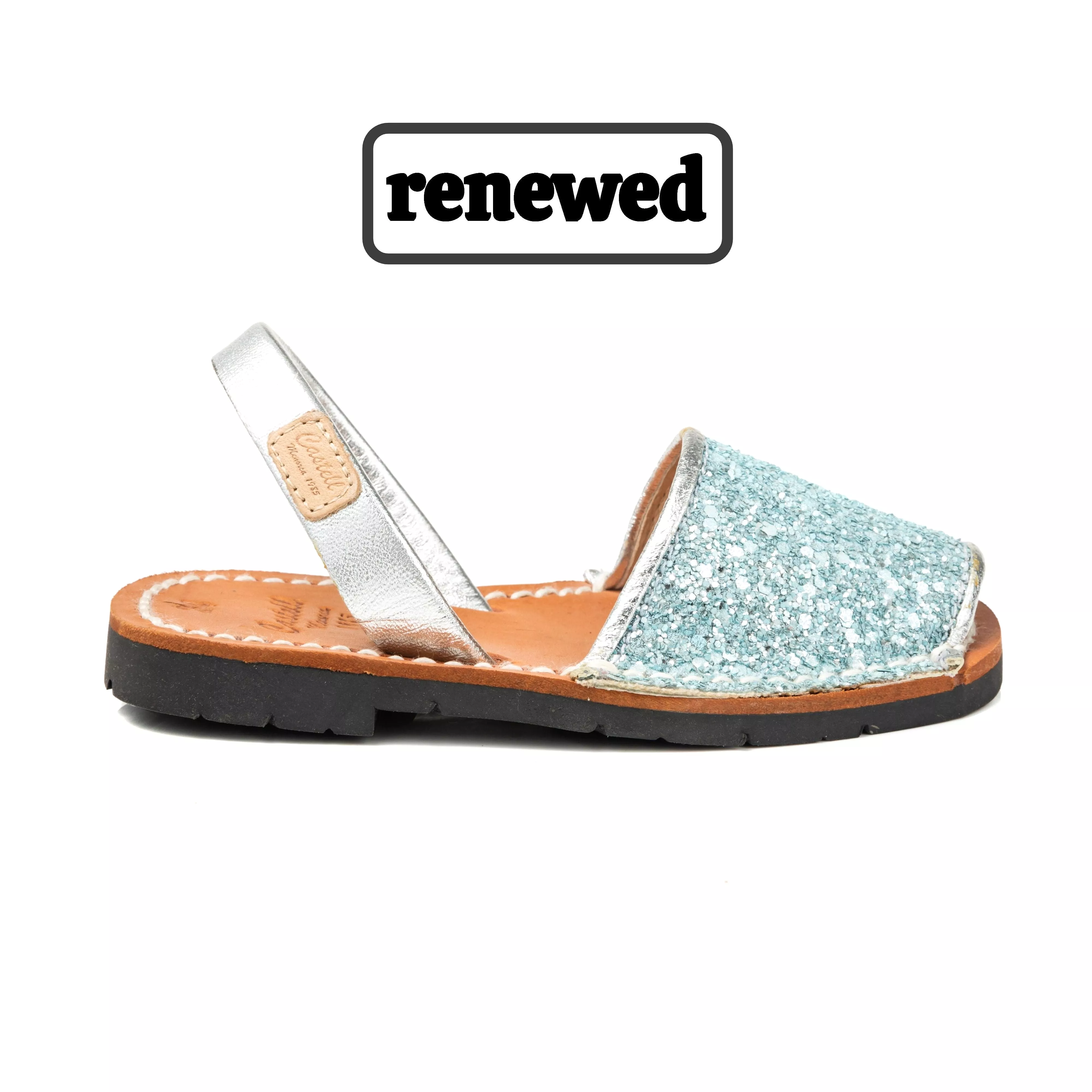 Renewed Glitter Leather Kids Menorcan Sandal - Iker 1097R