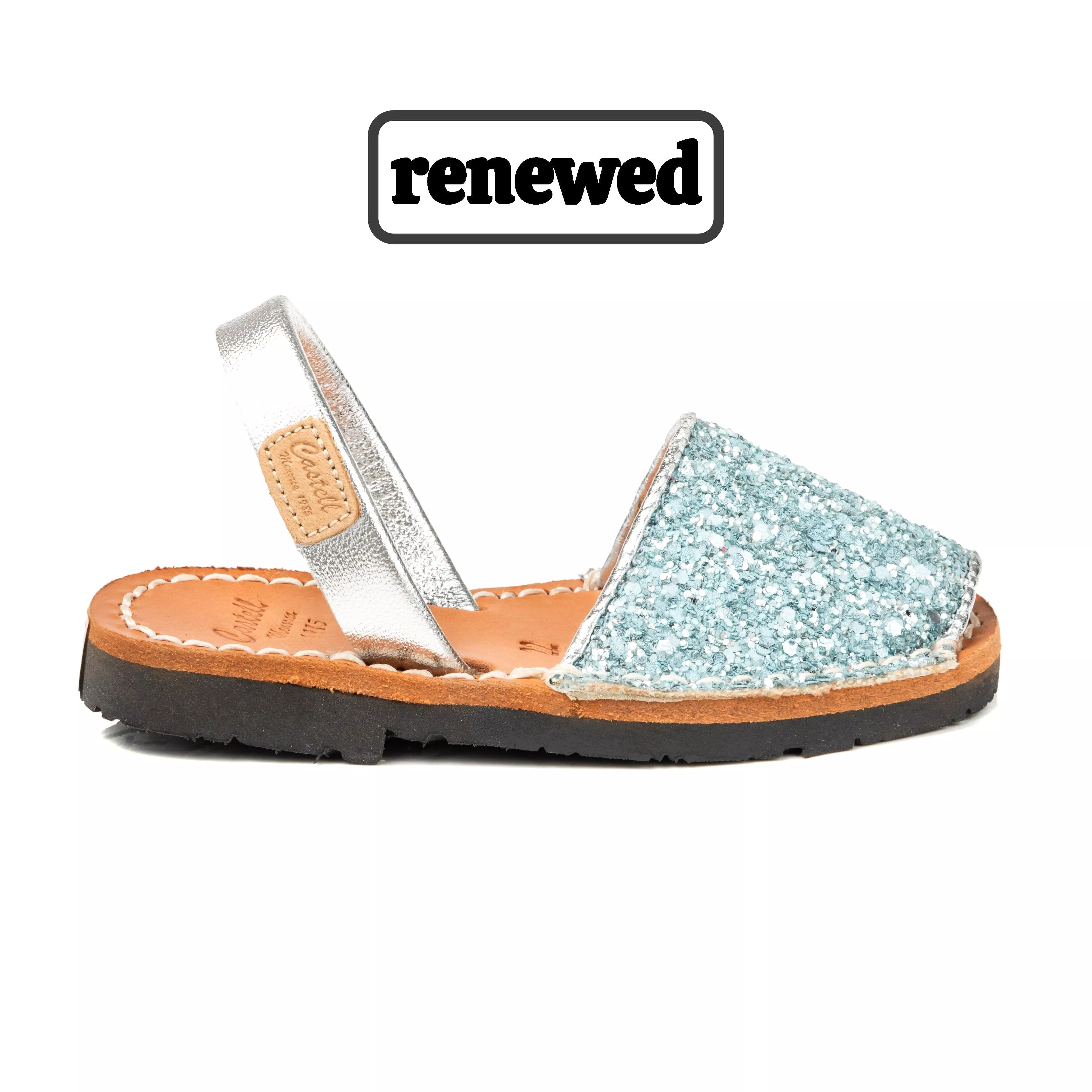 Renewed Glitter Leather Kids Menorcan Sandal - Iker 1097R