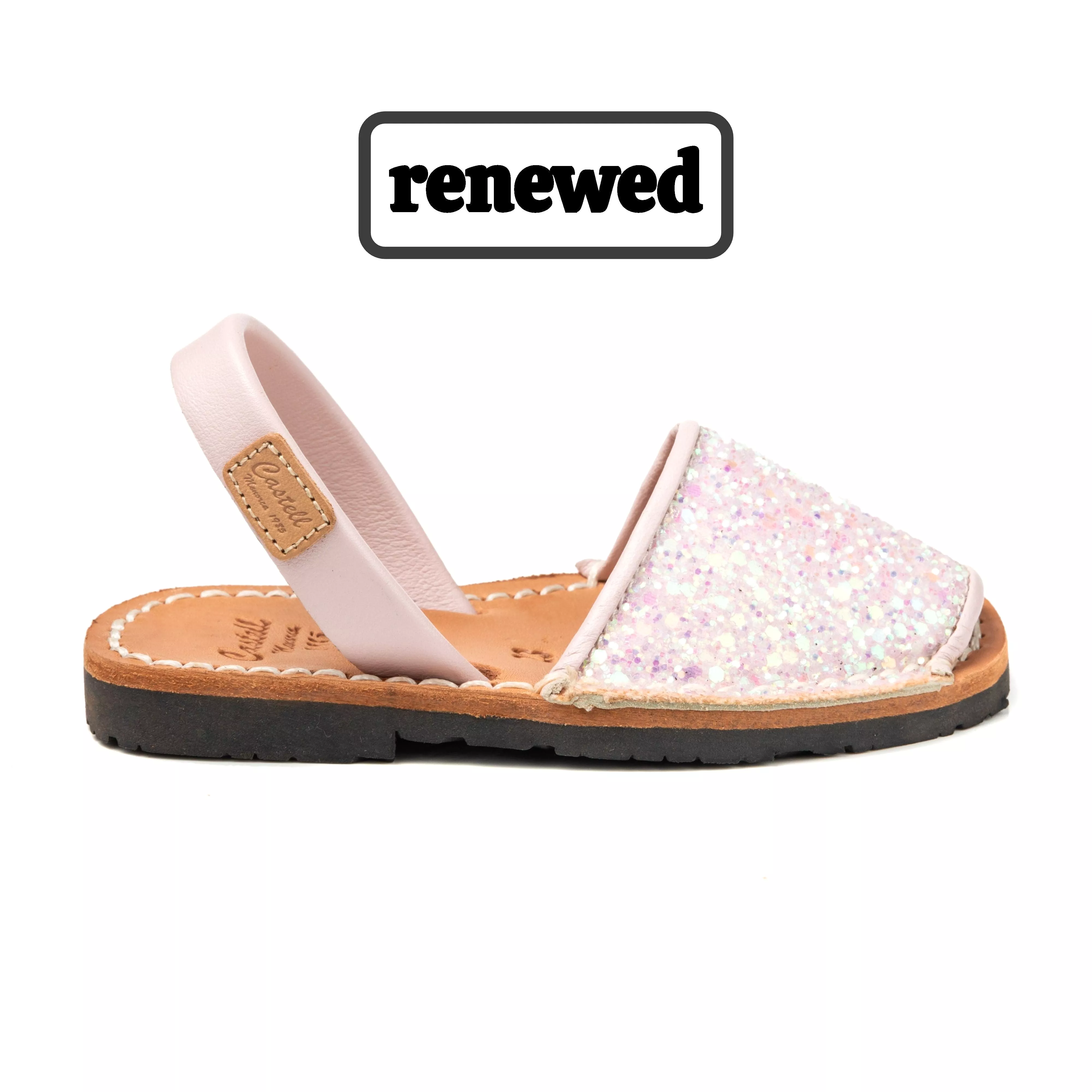 Renewed Glitter Leather Kids Menorcan Sandal - Iker 1097R