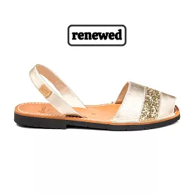 Renewed Glitter Leather Sandals for Women - H Iker 1729