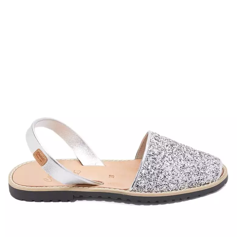 Renewed Sparkling Leather Women's Open Toe Menorcan Sandal - Madona 1056R