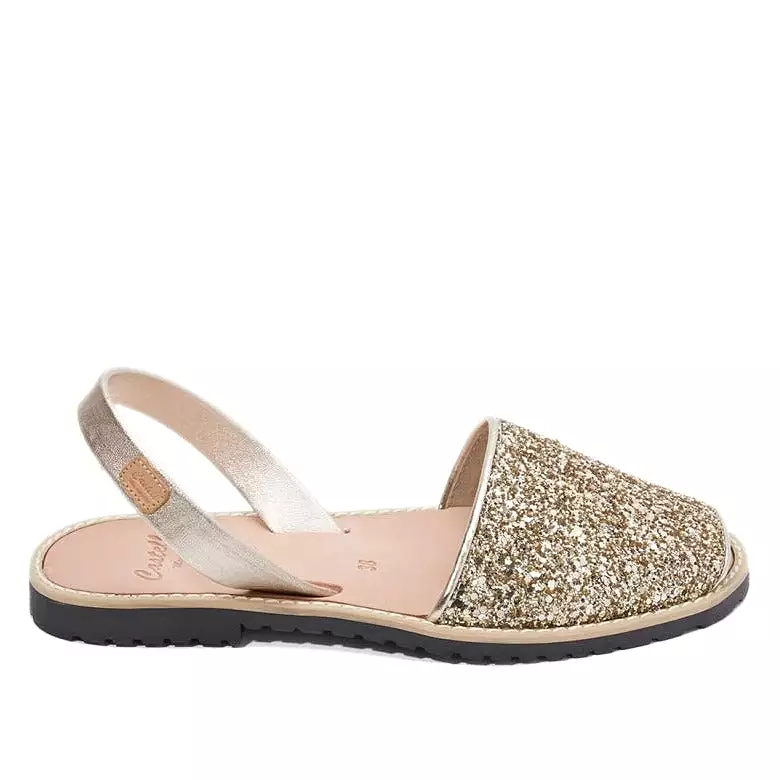 Renewed Sparkling Leather Women's Open Toe Menorcan Sandal - Madona 1056R