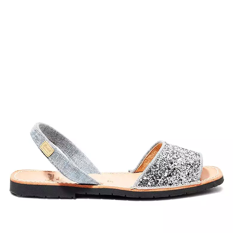 Renewed sparkly leather women's open toe Menorcan sandal - Glam 1821R