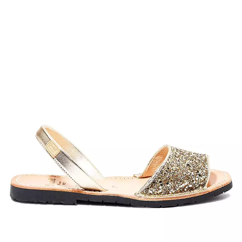 Renewed sparkly leather women's open toe Menorcan sandal - Glam 1821R