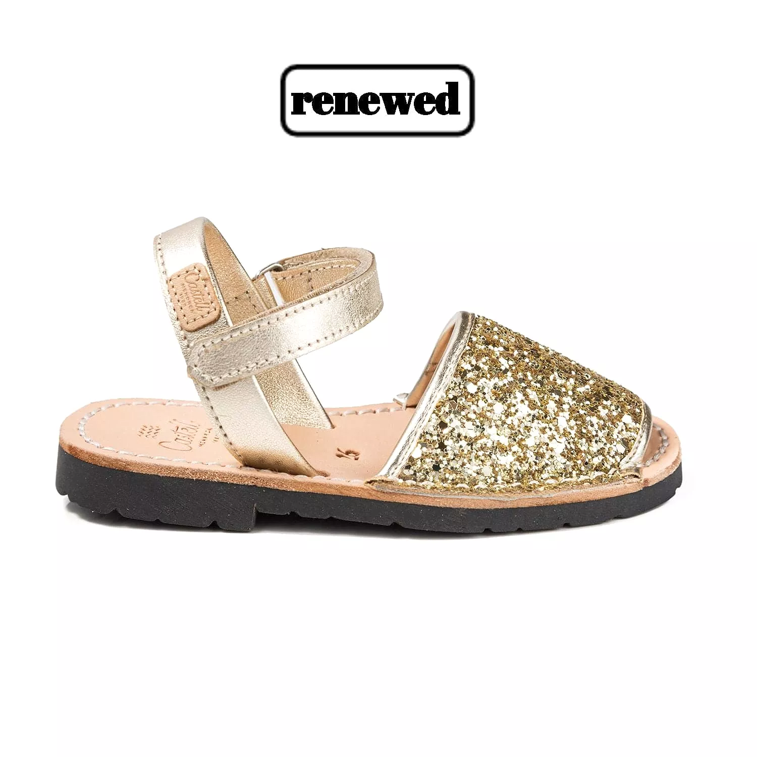 Renovated Sparkling Glitter Leather Children's Open Toe Sandal - Iker 1002R Glitter