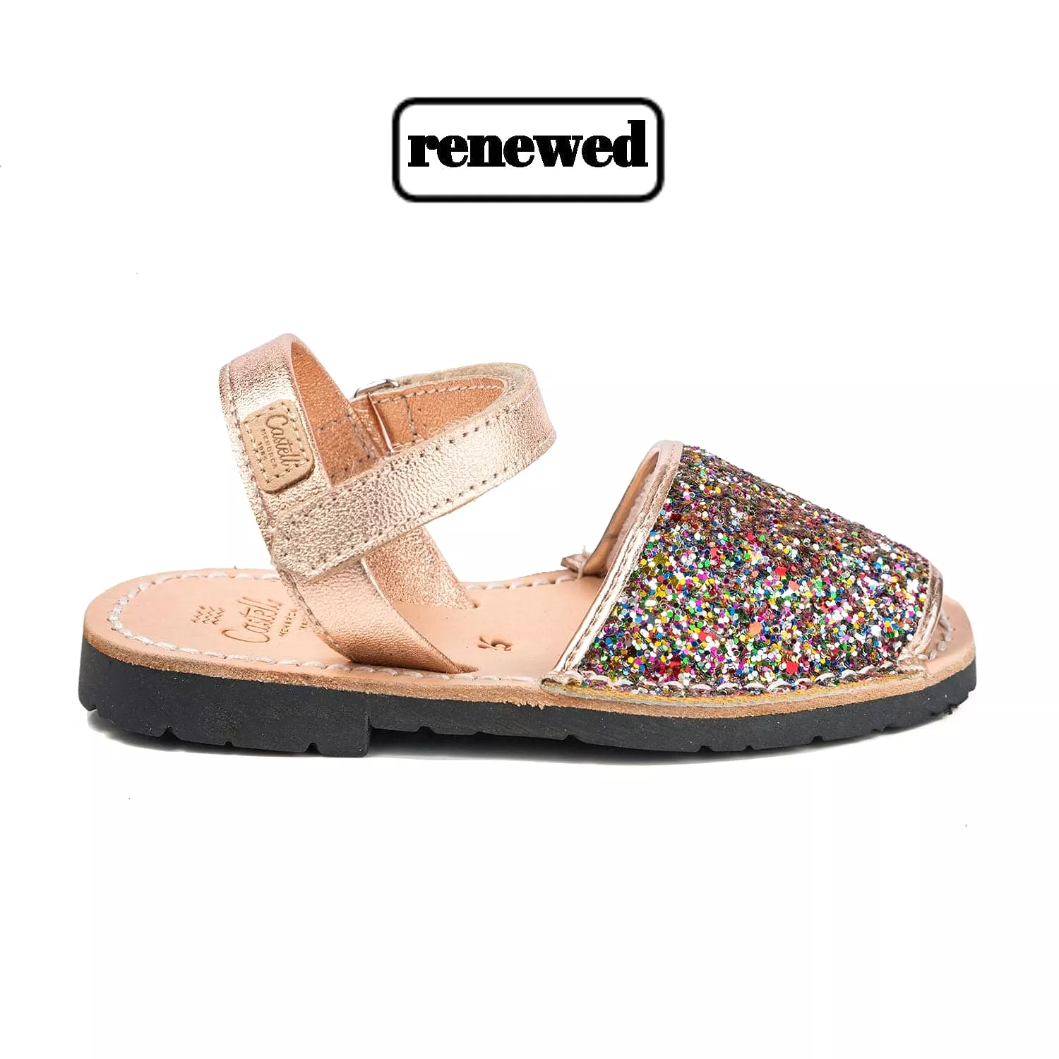 Renovated Sparkling Glitter Leather Children's Open Toe Sandal - Iker 1002R Glitter