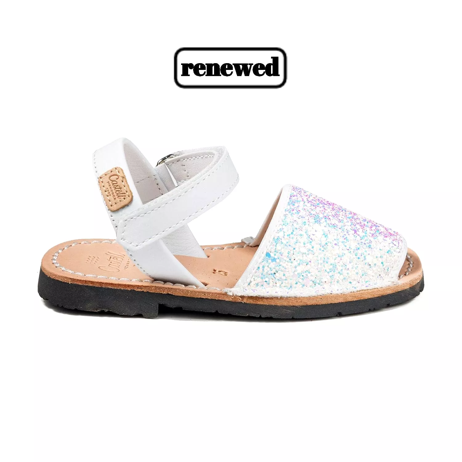 Renovated Sparkling Glitter Leather Children's Open Toe Sandal - Iker 1002R Glitter