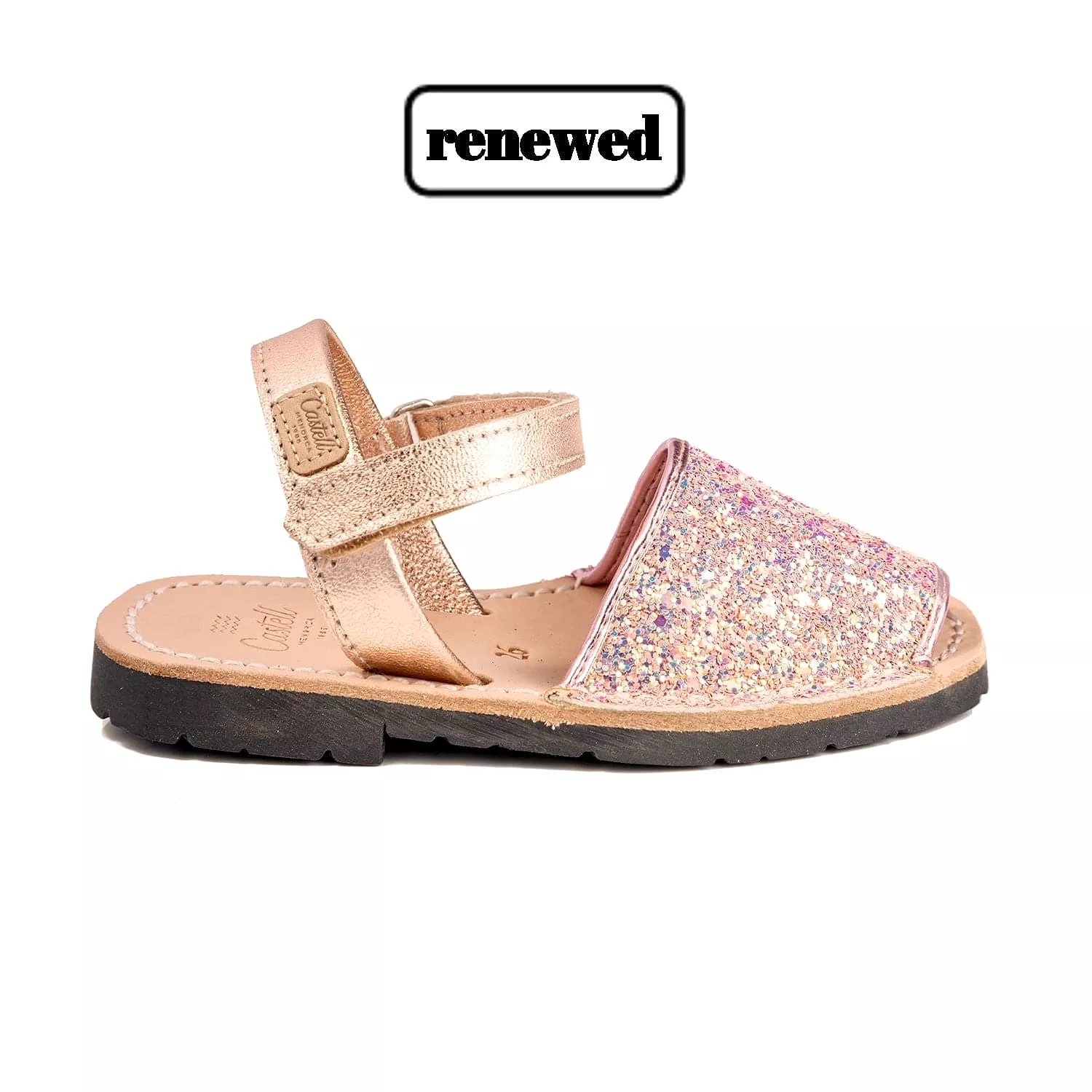 Renovated Sparkling Glitter Leather Children's Open Toe Sandal - Iker 1002R Glitter