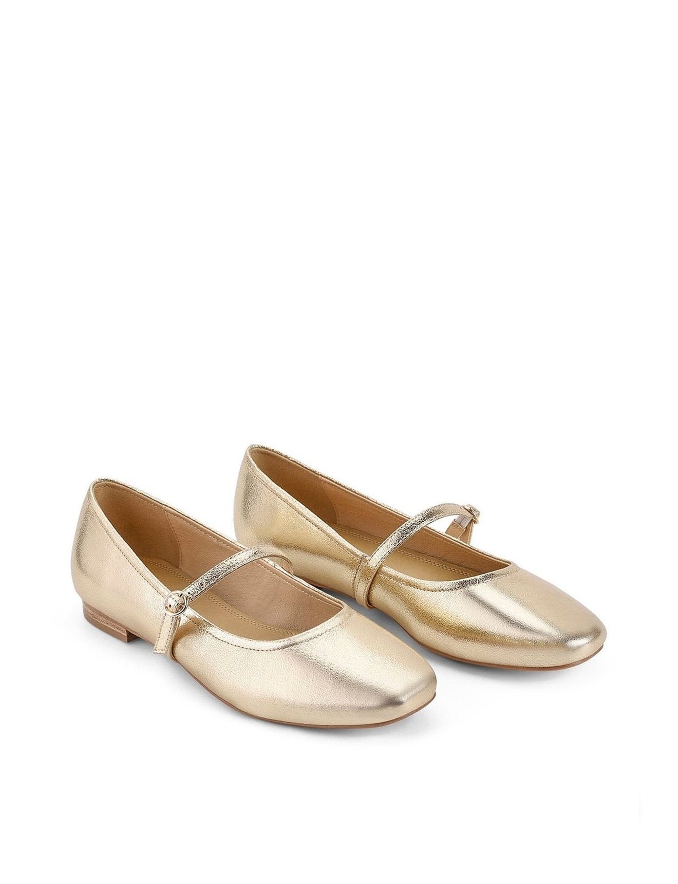 Rey Mary Jane Ballet - Gold Metallic Leather: Customize your style with the stunning gold metallic leather Rey Mary Jane Ballet 