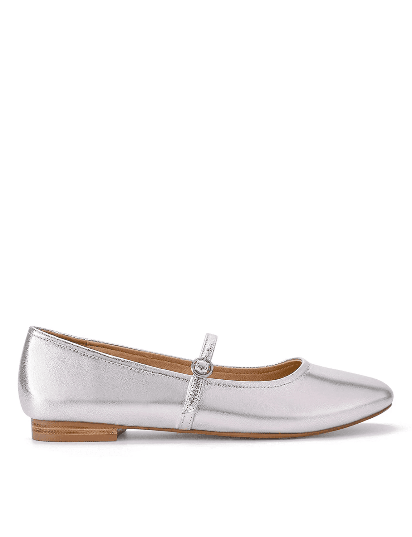 Rey Mary Jane Ballet Shoes - Silver Metallic Leather