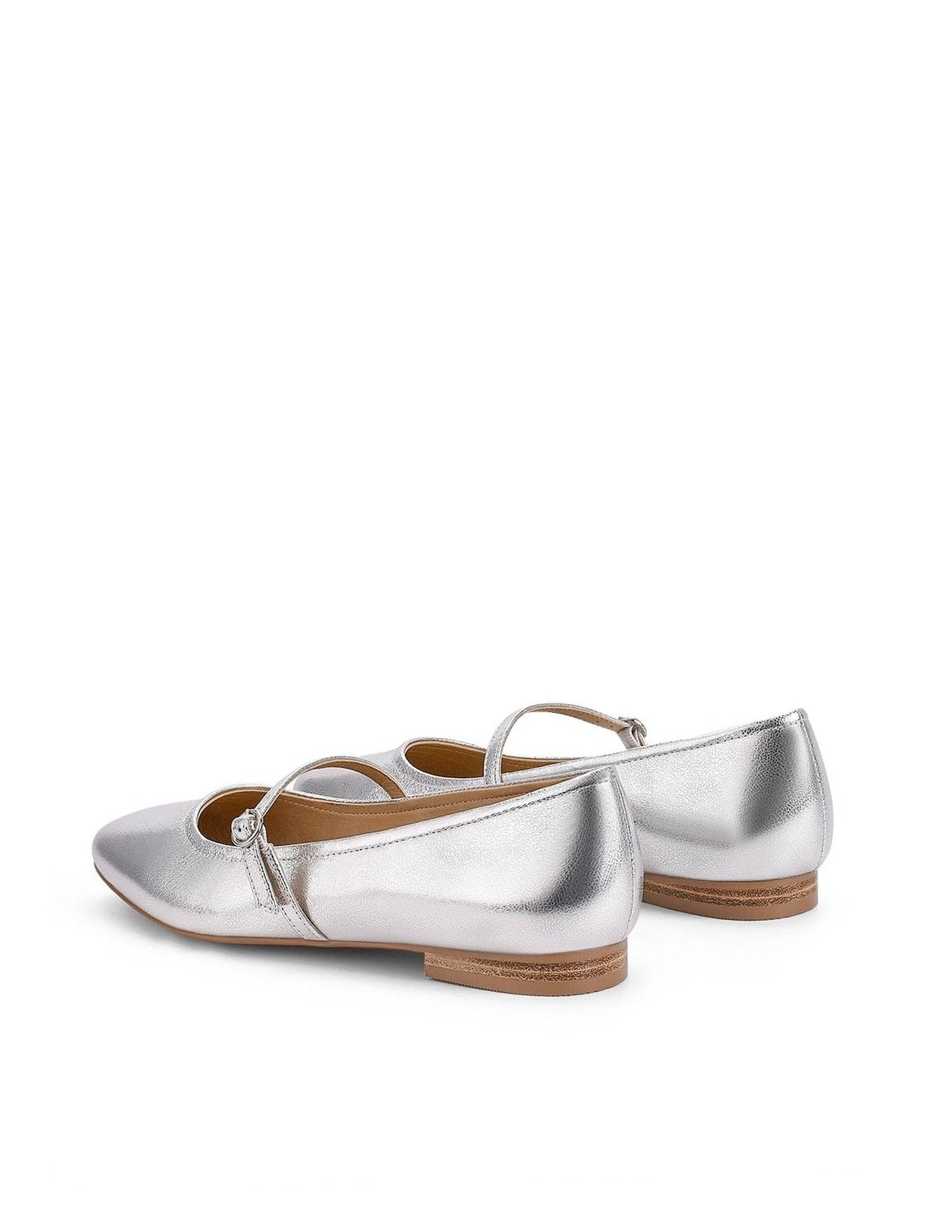 Rey Mary Jane Ballet Shoes - Silver Metallic Leather