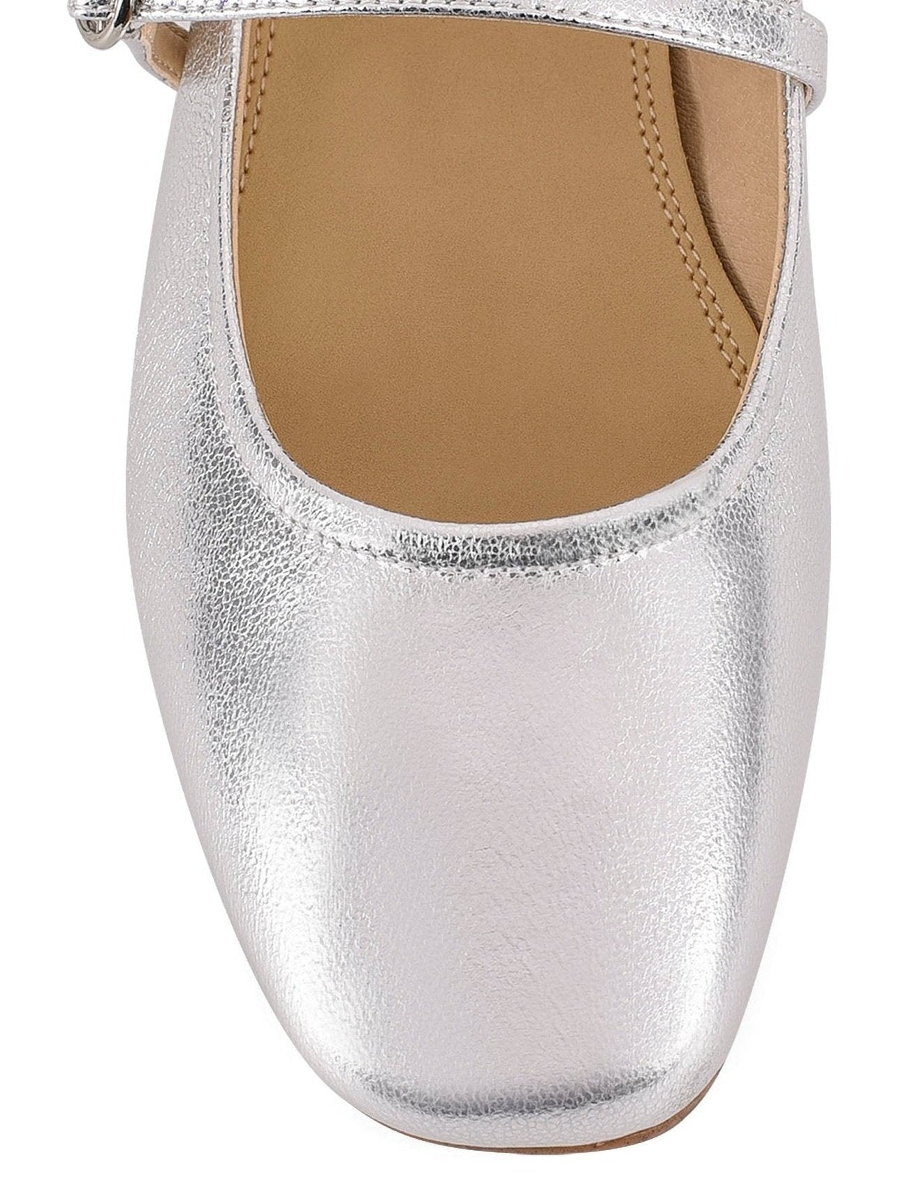 Rey Mary Jane Ballet Shoes - Silver Metallic Leather